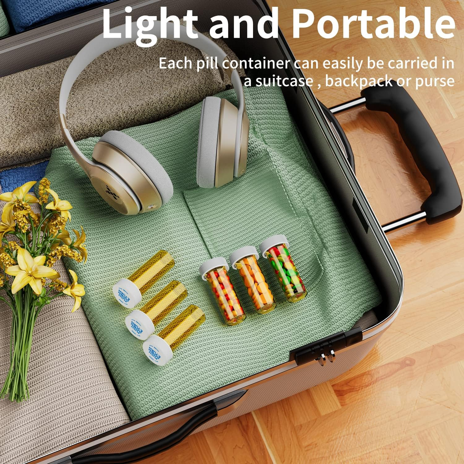 Empty Plastic Medicine Pill Bottles with Child Resistant Caps (20 Pack), 6 Dram Small  Medicine Containers Travel Pill Vials Clear Pill Case Organizers