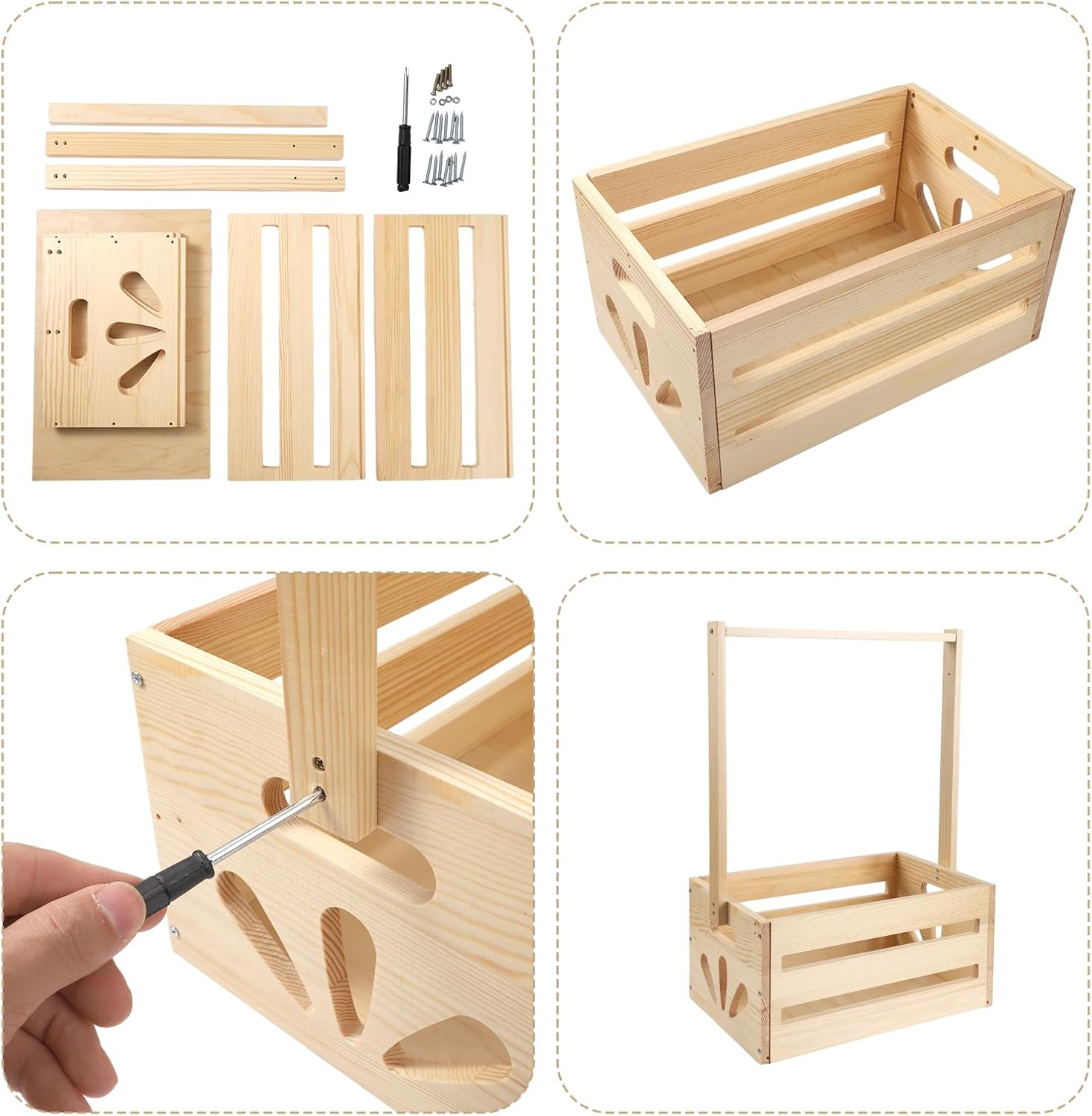 Wooden Baby Shower Crate Closet, Baby Basket with Handle Baby Clothes Rack for Baby Shower Gift Crate Baby Storage Crate Hamper Pregnancy Gifts for New Born Baby Shower New Parents image number 1