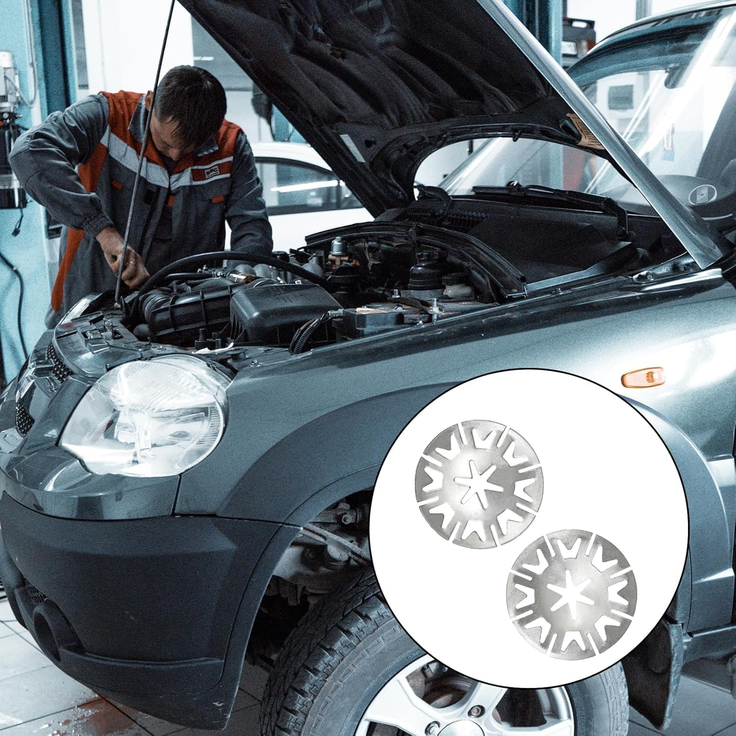 Heat Protection Plate Repair Kit for Car - 20-Piece Set with 52 Mm and 30 Mm Clamping Discs - Compatible with OE Number N90335004 - High-Quality Exhaust Repair Kit - Easy Assembly image number 3