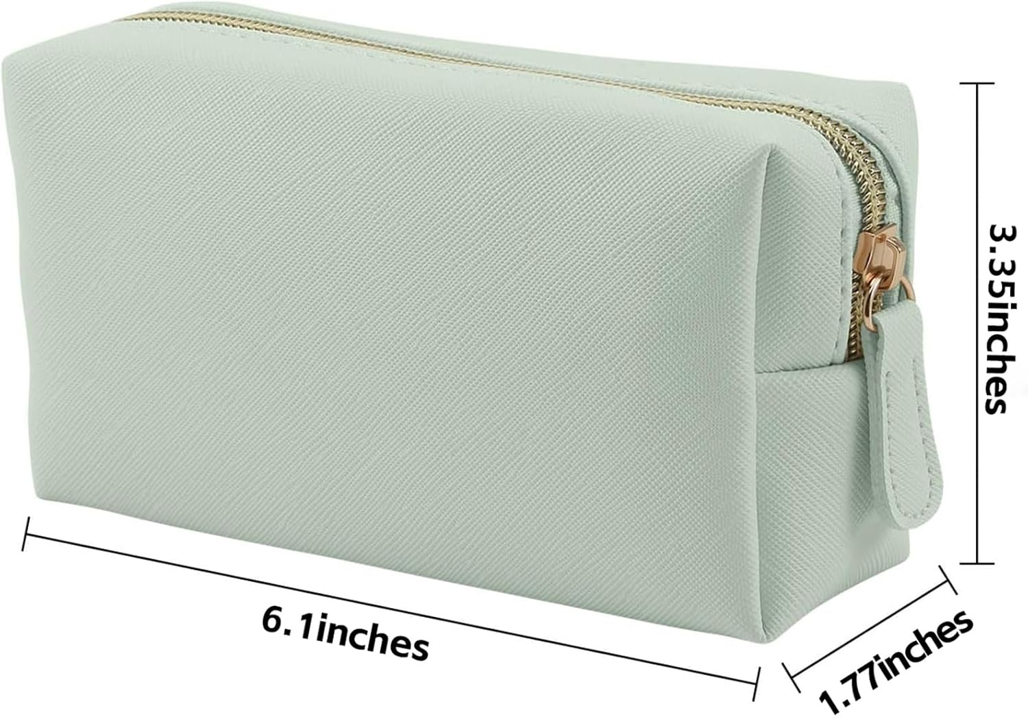 Leather Makeup Bag for Purse Travel, Portable Small Cosmetic Organizer for Women and Girls, Make up Bag with Zipper - Black image number 4