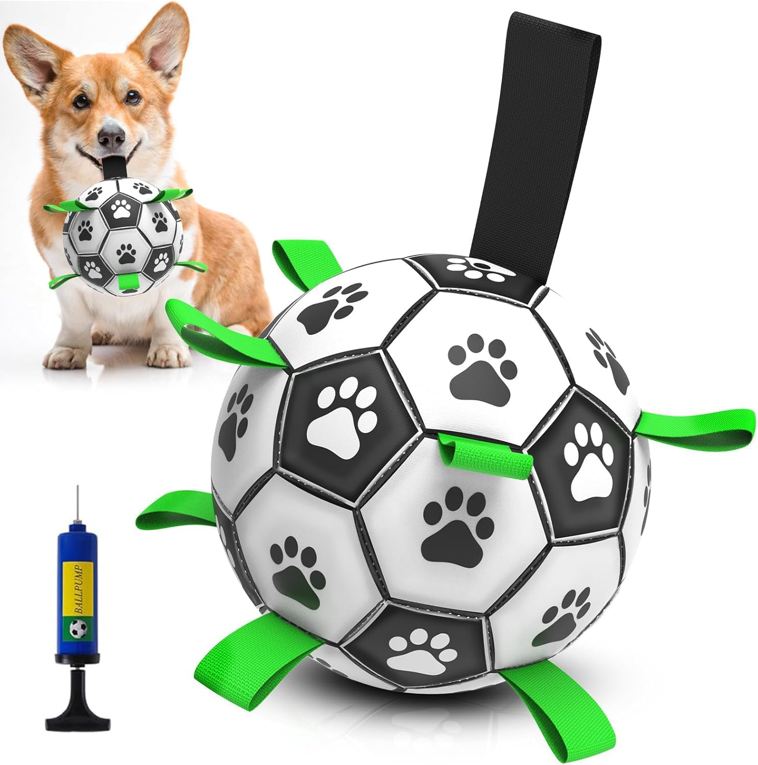Mumoo Bear Dog Balls Toys Interactive Soccer Toy Dog Toys with Grab Straps Tabs for Jolly, Fun Dog Water Toy for Tug for Small & Medium Dogs 6'' Ball image number 3