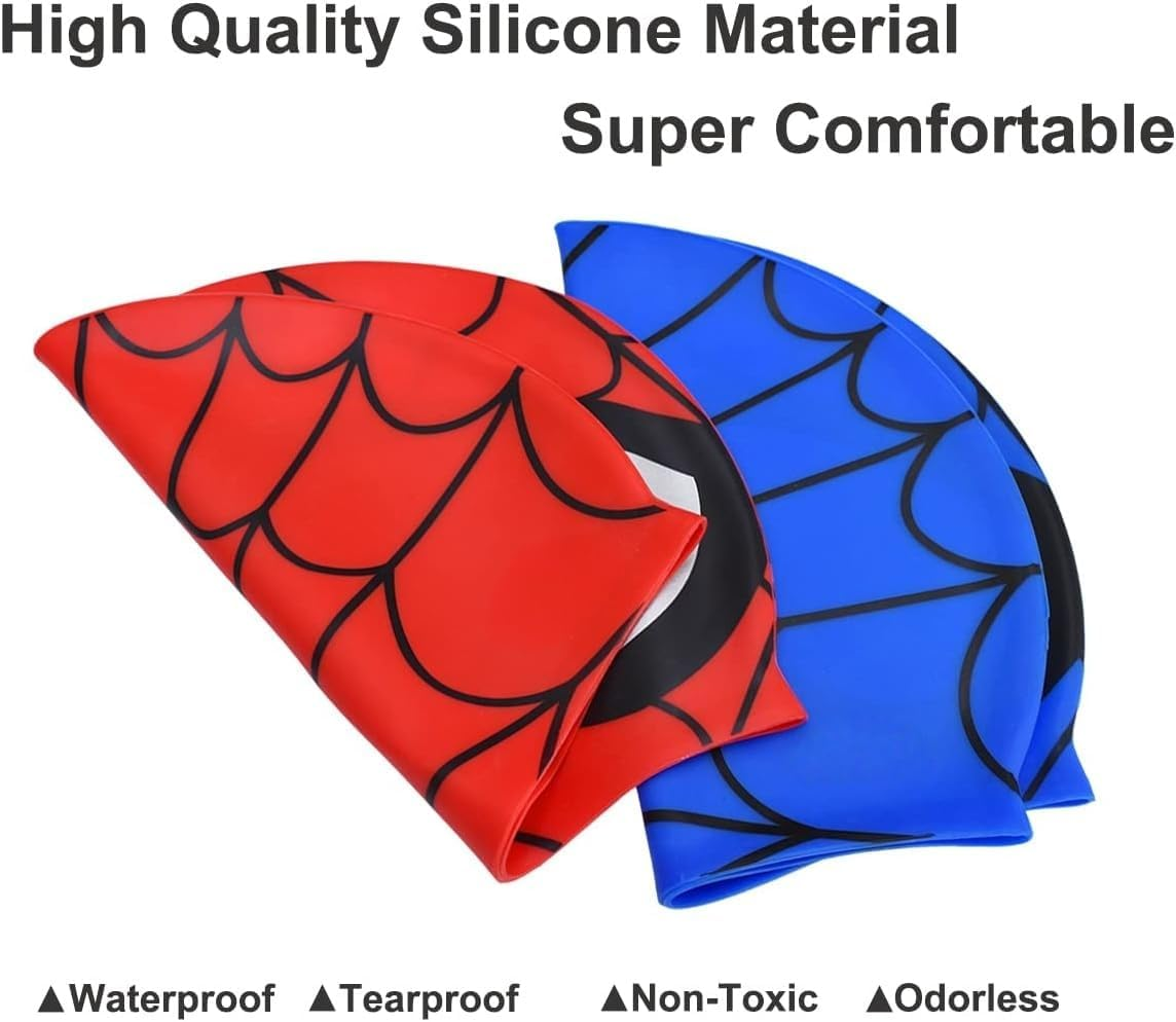 Kids Swimming Caps (Age 4-16) Silicone Swim Cap for Kids Children Boys and Girls, Stretchable and Comfortable Swimming Hats, Waterproof Bathing Caps for Long and Short Hair image number 6