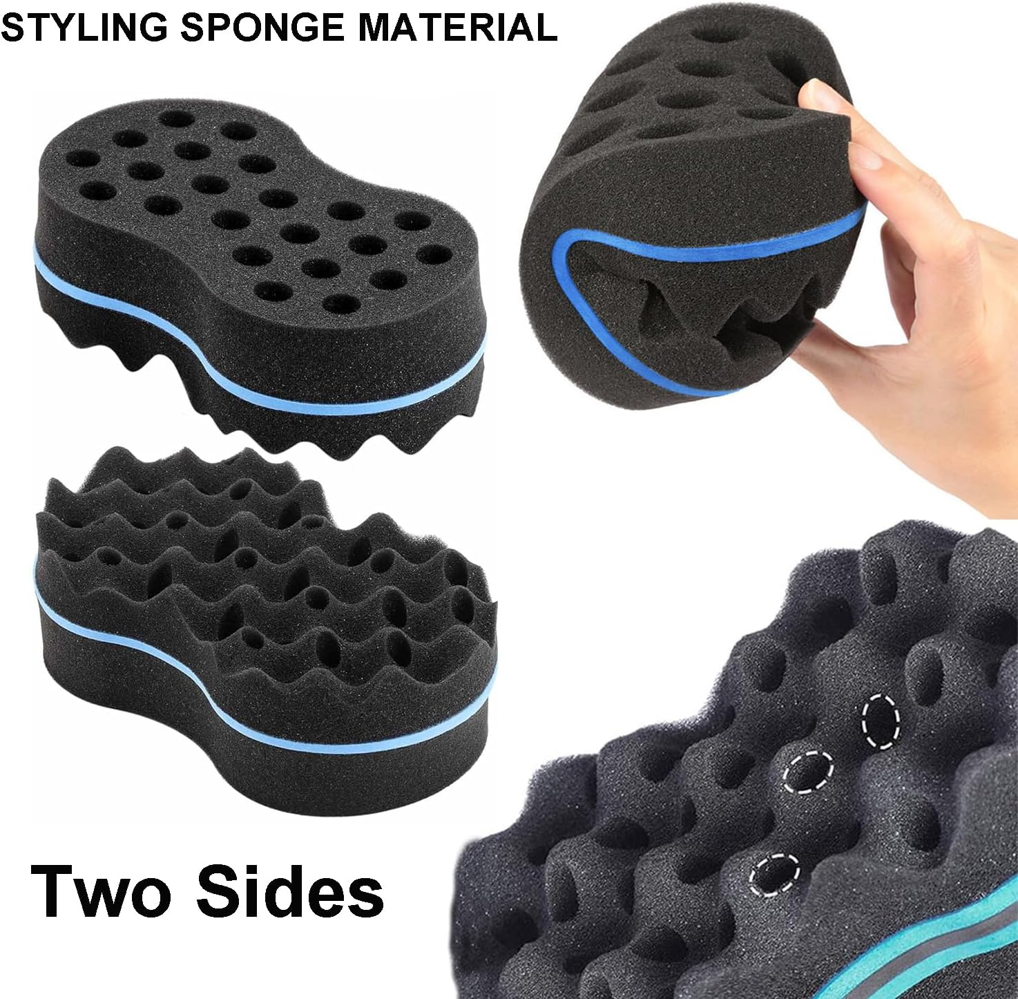 ARJDXDP 3 Pcs Hair Sponge Brush, Big Holes Afro Curl Sponge, 4 in 1 Afro Twist Comb Set for Twists and Dreads Hair Twist Sponge Curling Sponge for Afro Hair