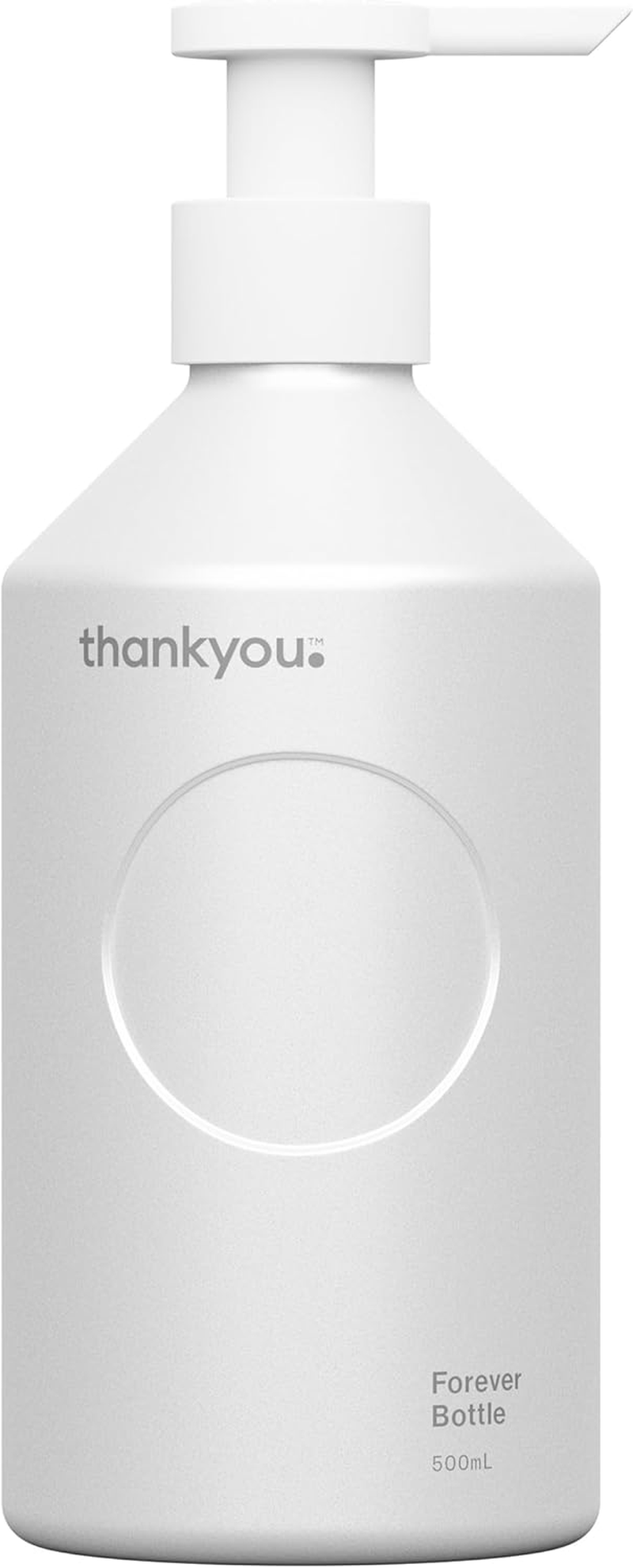 Thankyou Forever Bottle, White Aluminium. 500Ml 1X Empty Refillable Bottle with Pump