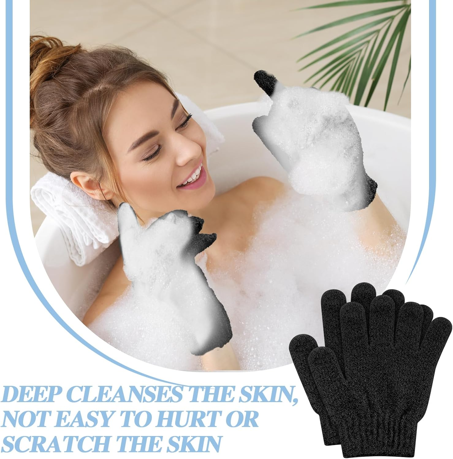 Ramede 30 Pair Exfoliating Gloves Double Sided Nylon Colorful Shower Gloves for Men Women Beauty Spa Massage Shower Deep Clean Body Skin Bathing Scrubber Accessories (Black) image number 5