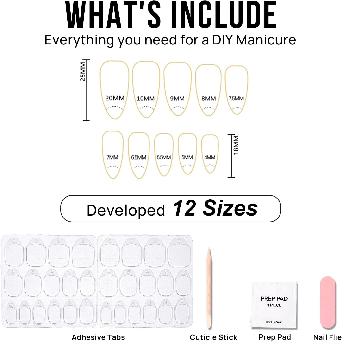 Mrltau Press on Nails Short, 24 Piece Stick-On Nails Set with Jelly Glue Stickers and Double-Sided Nail File, Environmentally Friendly False Nails for Natural Look image number 5