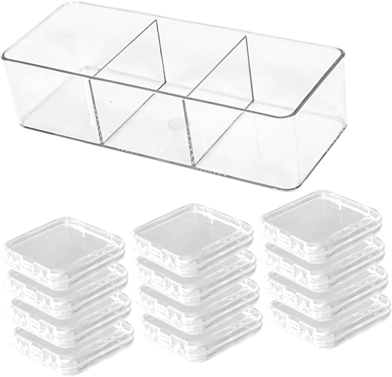 Eigell Press on Nail Storage Box Set False Nail Organizer Transparent Multipurpose Business Nails Packaging Box Display Case, Long Box