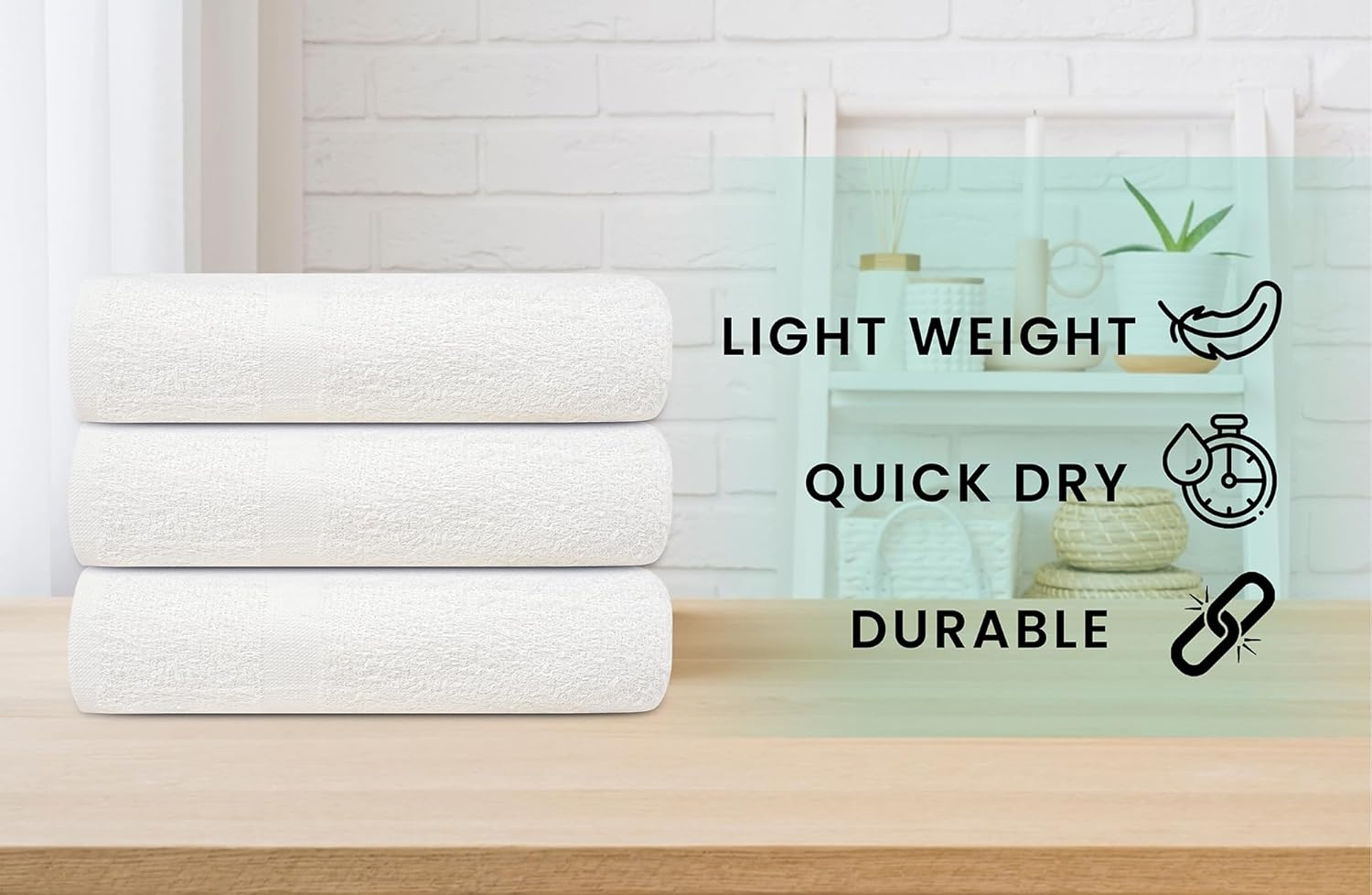 ZUPERIA White Bath Towels Bulk 24 Pack (20 X 40 Inches) - 100% Cotton Economy Light Weight Towels for Commercial Use - Quick Dry, Ultra-Soft, and Absorbent Bulk Towels