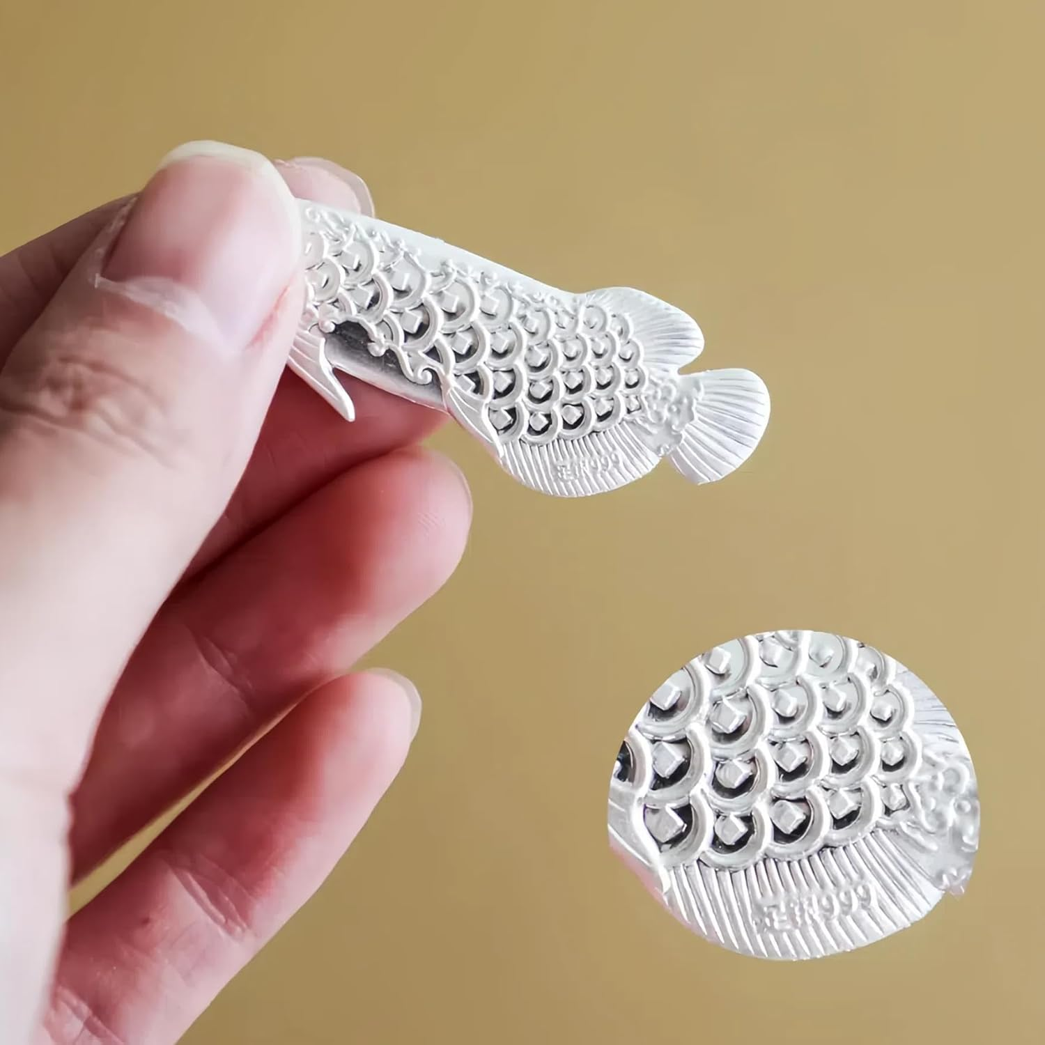 Hannafires 999 Pure Silver Tea Brewing Fish, Sterling Silver Tea Accessorieset, Silver Leaf for Ceremony, Purifies Water & Enhances Water Quality, Feng Shui Decor Symbolizing Purity & Serenity image number 5