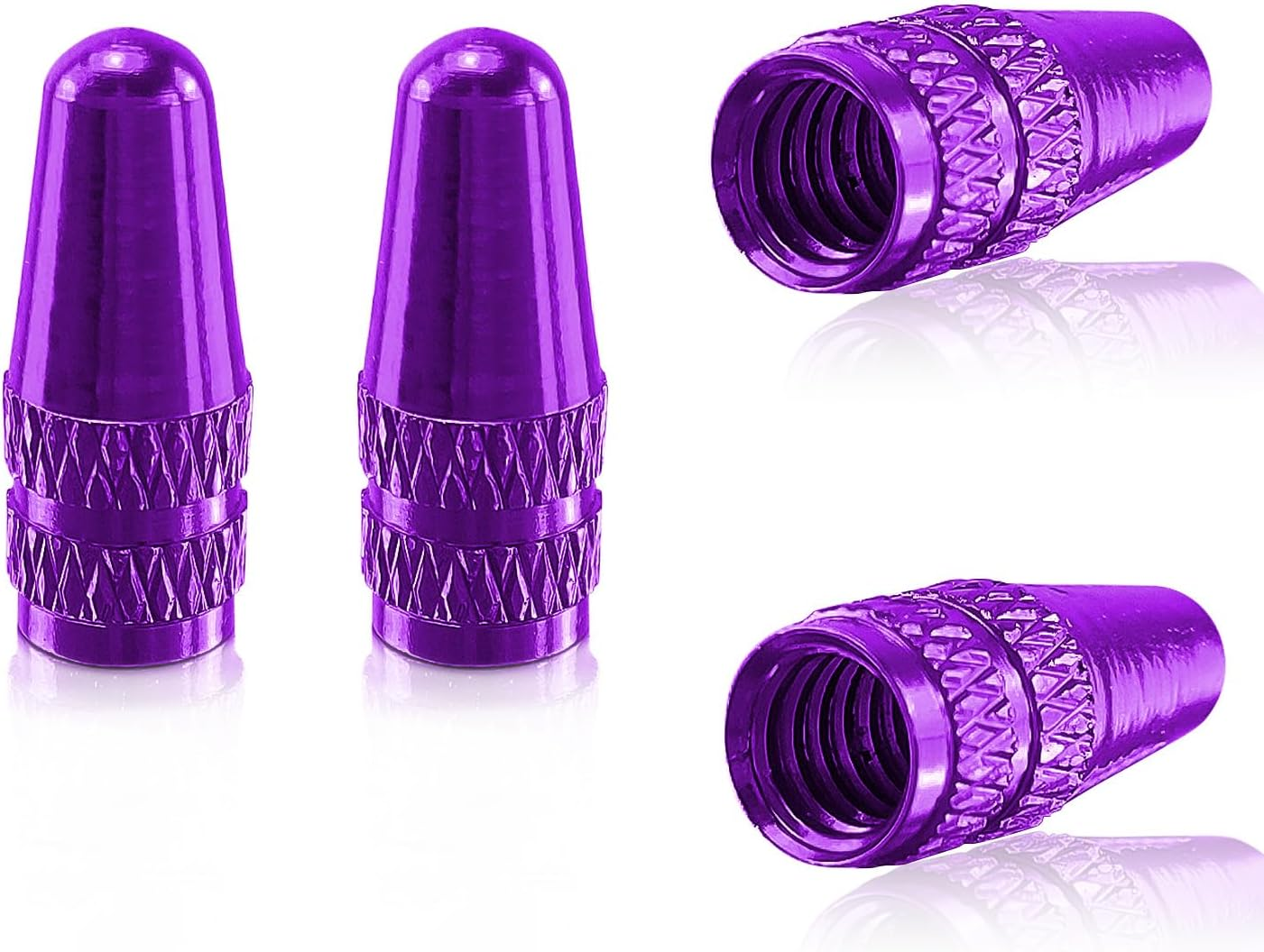 WALWAL Presta French Valve Caps, Anodized Aluminum - Compatible for Mountain Bike, Road Bike, Bicycle(Purple,4Pcs) image number 1