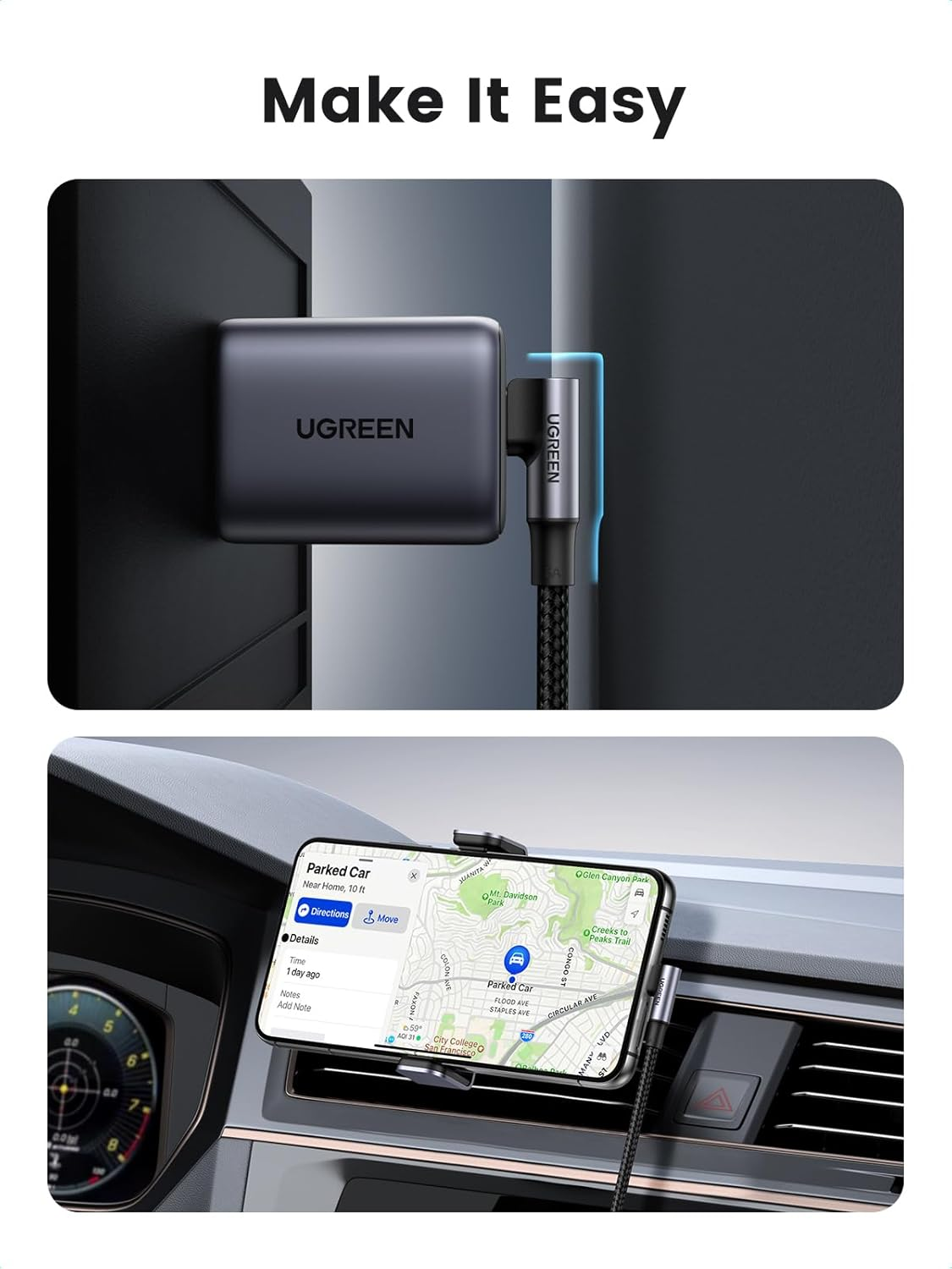 UGREEN 100W USB C to USB C Cable Right Angle, PD Charging Cord, 480Mbps Data Transfer, for Iphone 17, Macbook Pro, Ipad, Matebook, Chromebook, Pixel 10, Galaxy S25, Dell XPS, Switch, 3M, Black image number 3