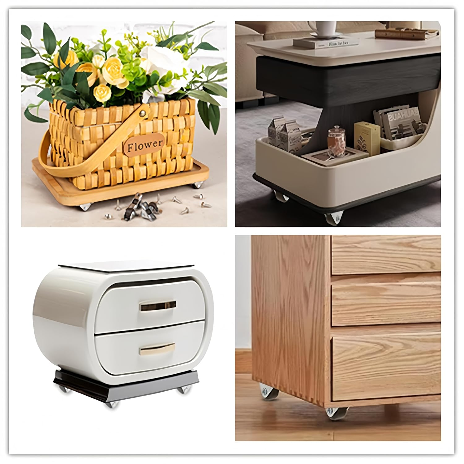 Kastetards 8 Pcs Mini Caster Wheels, Small Fixed Caster Wheels with Screws,Low Profile Single Direction Tiny Wheels for Furniture Small Appliances Cart Drawer Storage Box & Bins image number 5