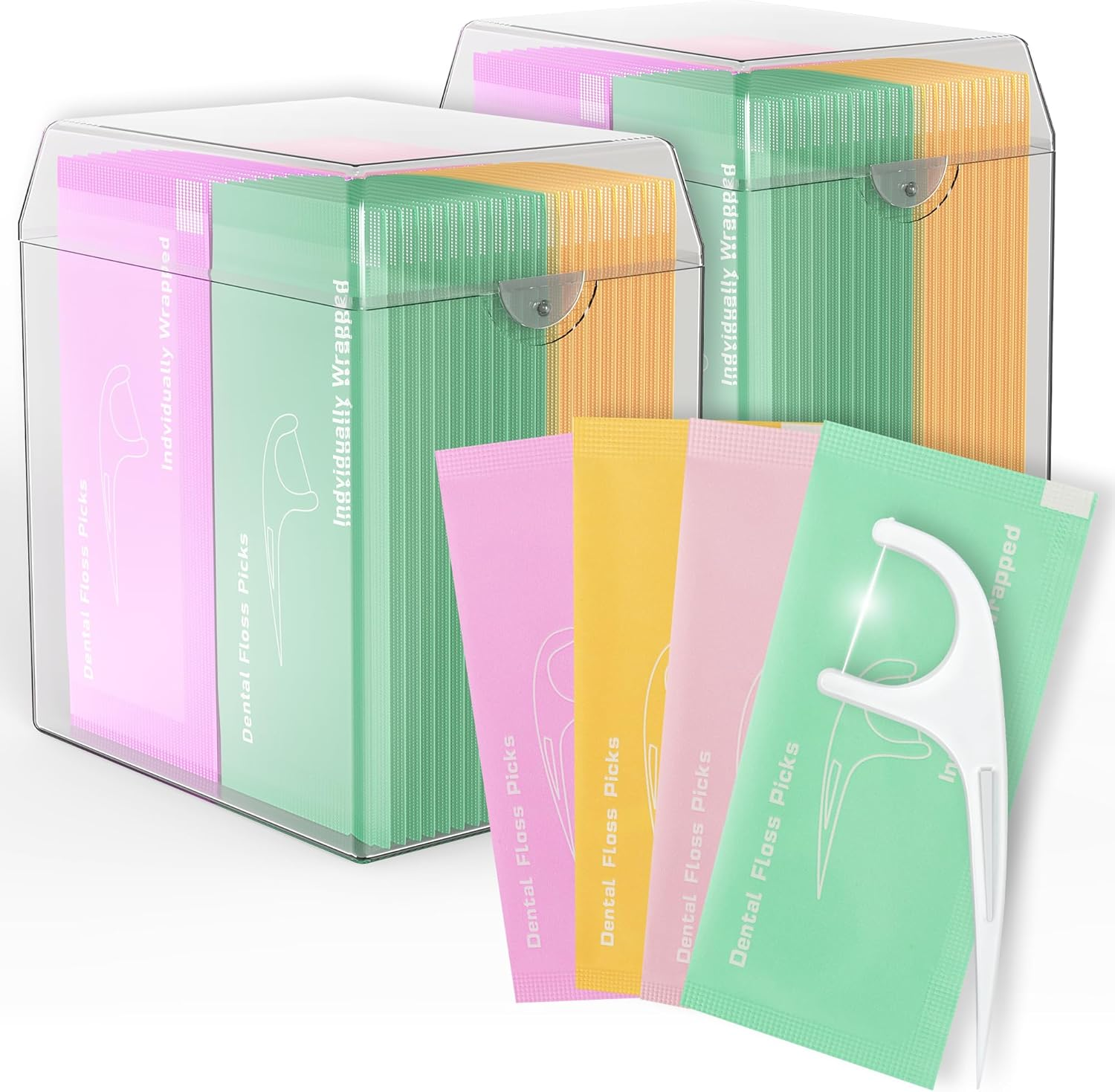 Individually Wrapped Floss Picks, Multi-Color Oral Care Flossers for Adults with Handy Case, Mini Disposable Dental Floss Singles Bag for Travel, Hotel, Restaurant, Office, Car, Wedding - 2Case image number 6