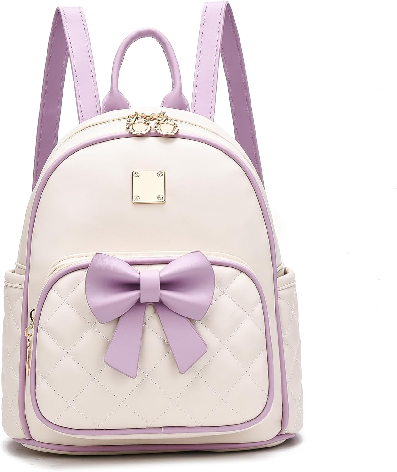 I IHAYNER Women Quilted Leather Backpack Small Bowknot Mini Backpack Purse for Girls Personalized Trendy Stuff Gifts for Kids