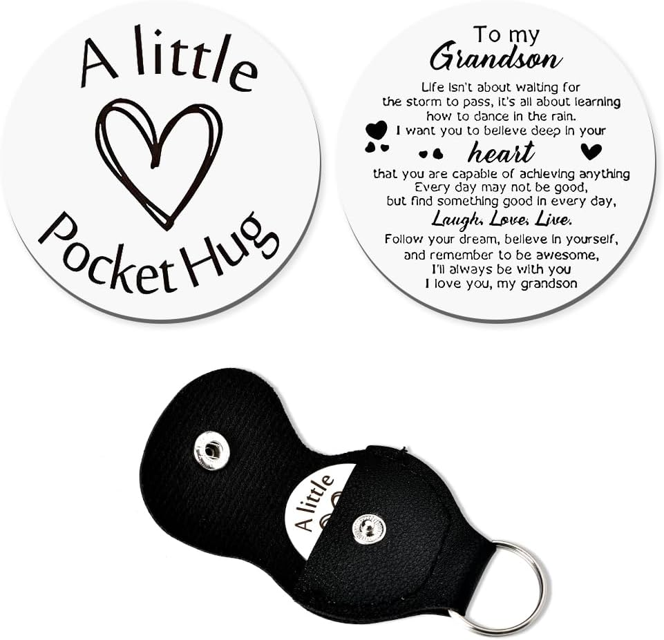 Pocket Hug Token Keychain Gifts for Women Men Engraved Inspirational Wedding Graduation Birthday Gifts for Teen Girls Boys