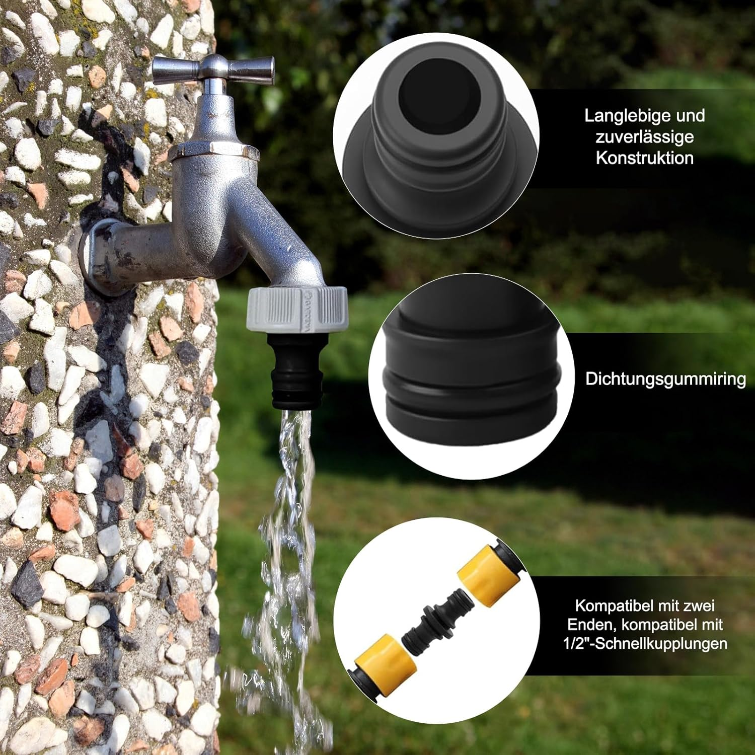 Gardena Hose Connector, Connection Part for Secure Hose Connection, Hose Connector, 1/2 Inch, Double-Sided Hose Coupling, for Garden and Home Hose, Black, Pack of 2 image number 3