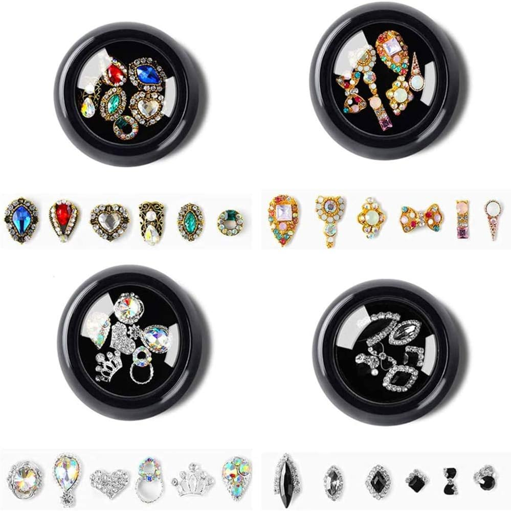 4 Boxes Rhinestone Nail Jewels 3D Bling Crystal Art Accessories Decoration Nail