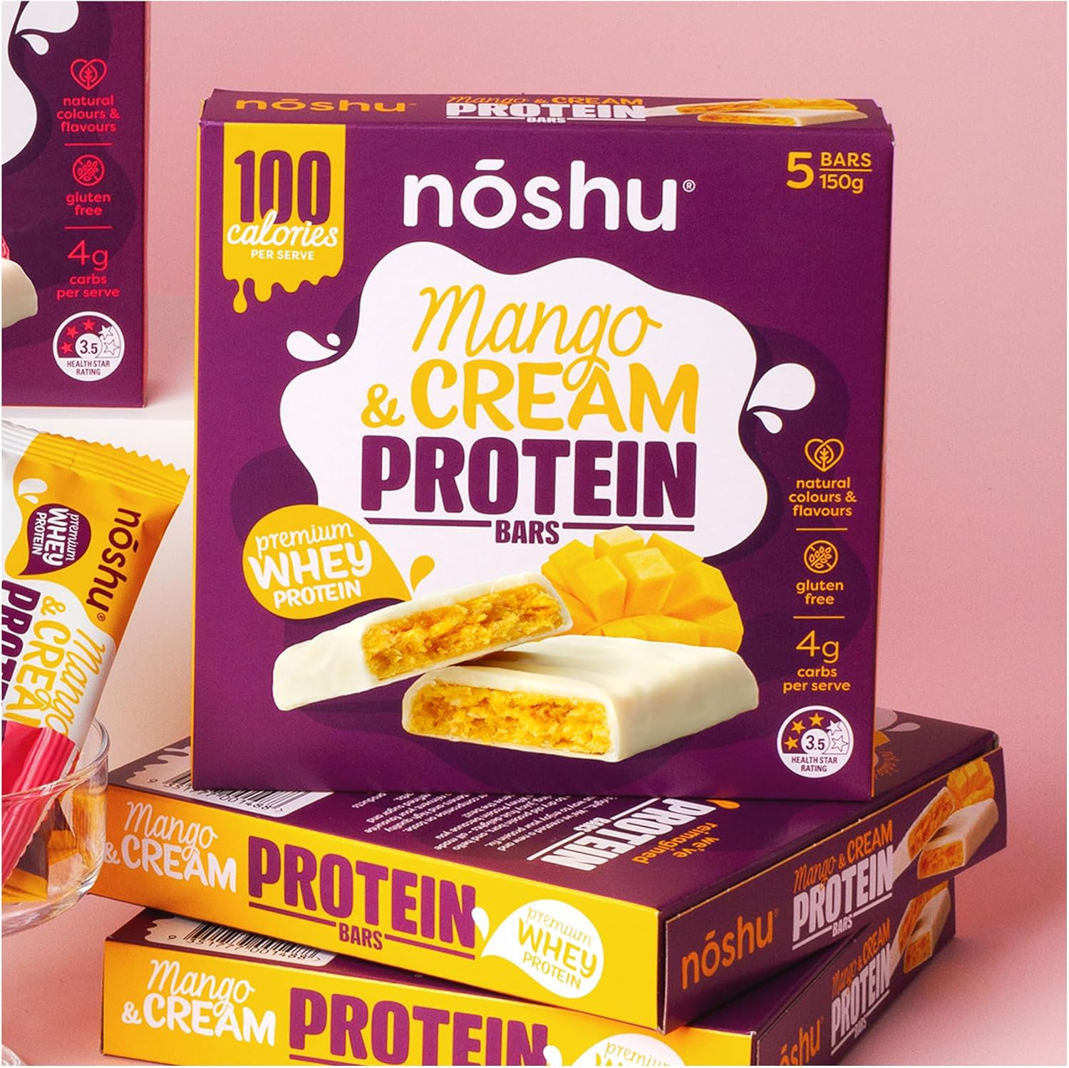 Noshu Mango & Cream Protein Bars &ndash; 5 Pack (150G) image number 2