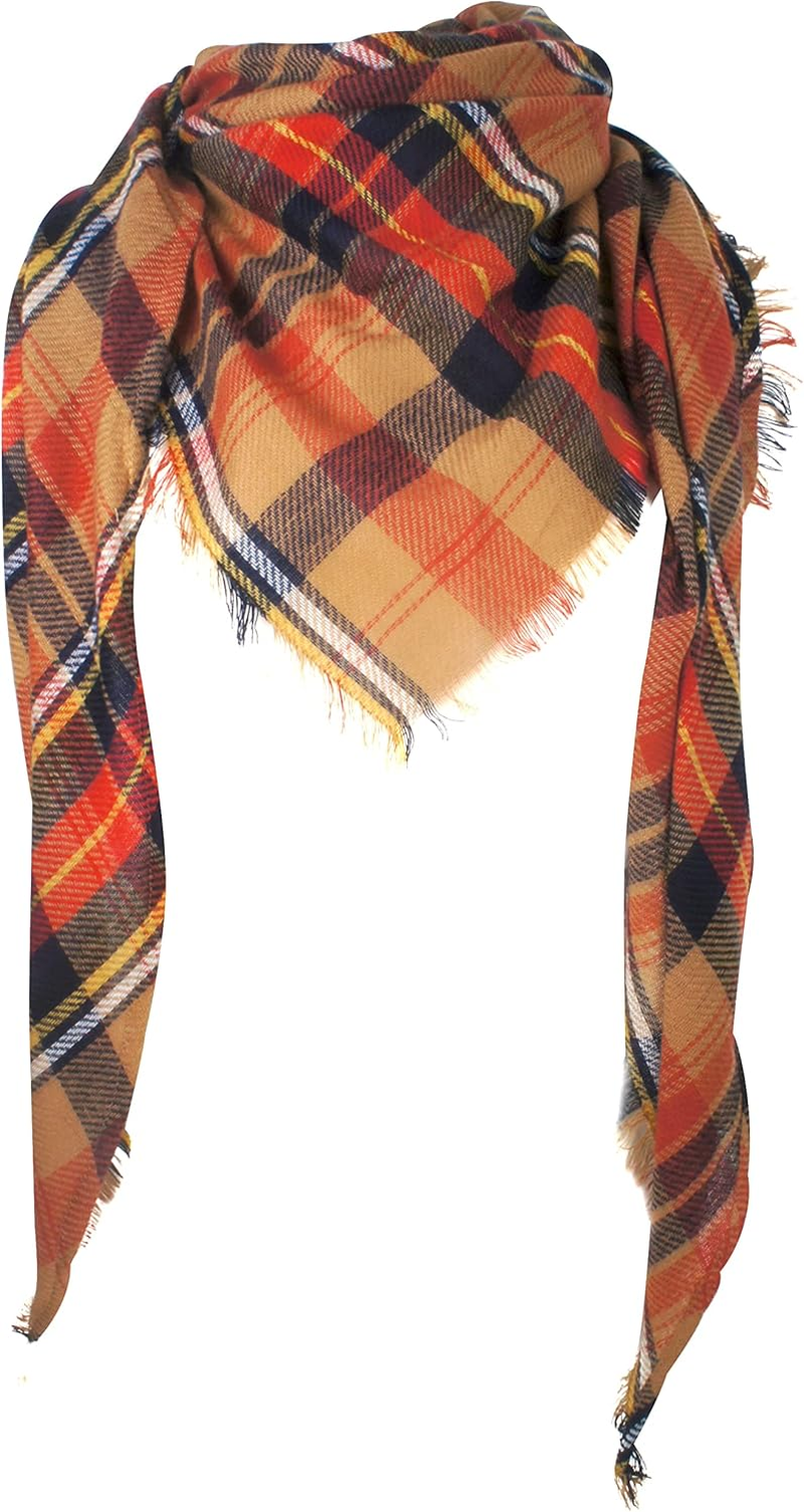 VIVIAN & VINCENT Triangle Fall Winter Soft Plaid Scarfs for Women Scarf Warm Shawls and Wraps - Christmas Red Green Tartan image number 6
