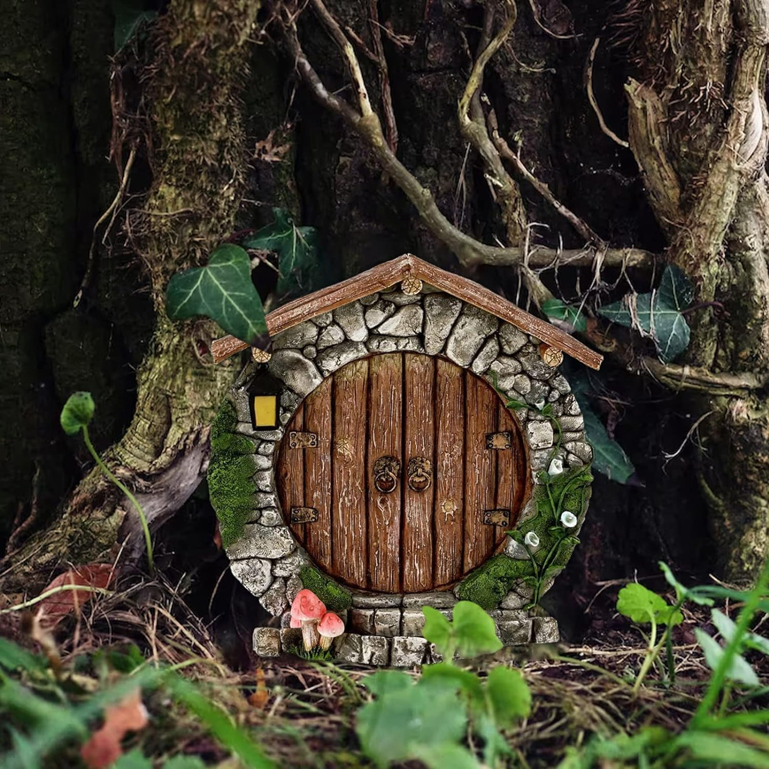 Jjlfresheners Fairy Garden Doors and Windows for Trees Miniature Fairy Gnome, Statues Wall and Trees Outdoor Wooden Doors and Windows in the Yard Garden Trees Outdoor Statues image number 4