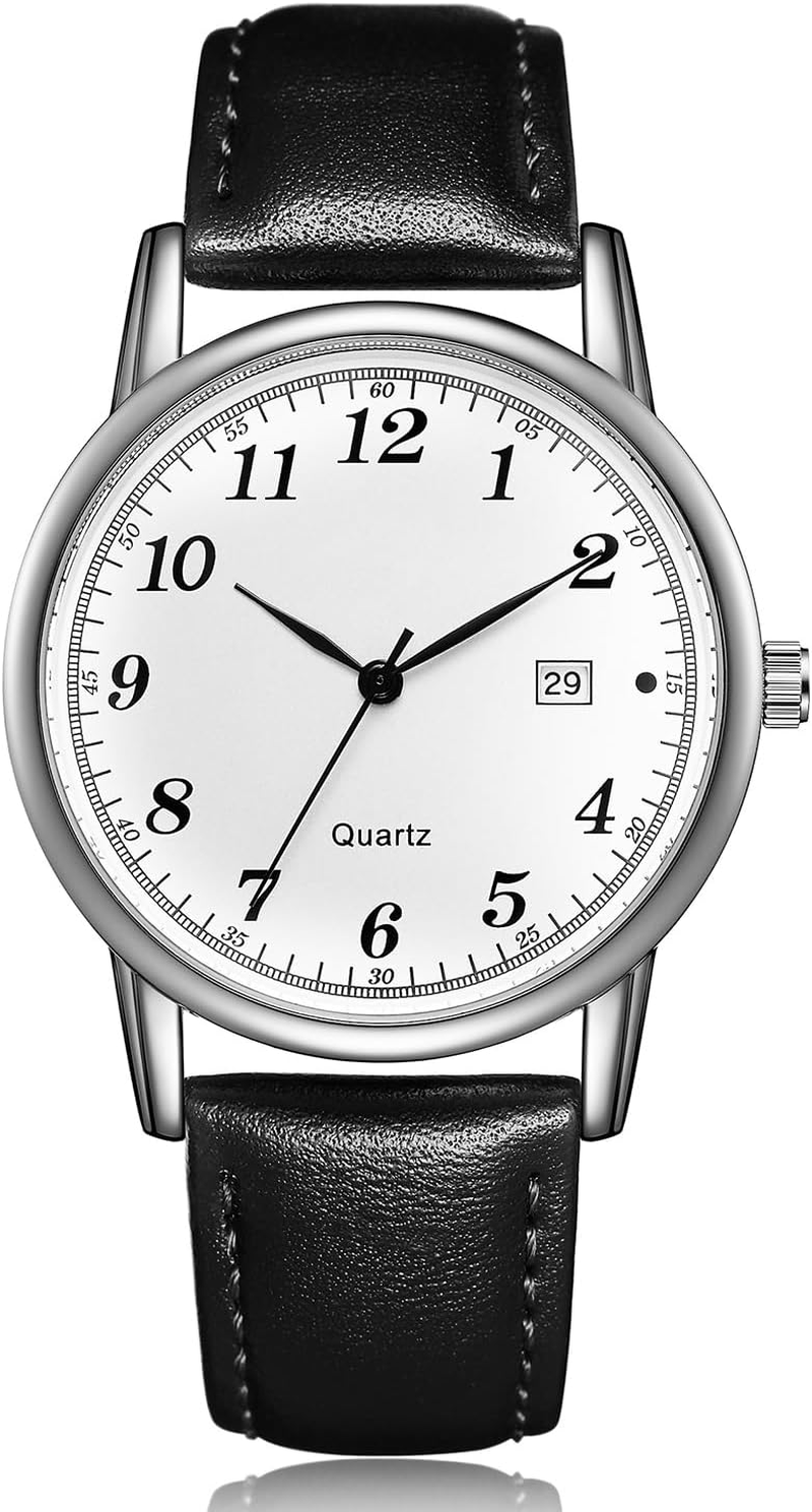 CIVO Watches for Men Military Leather: Waterproof Analog Quartz Minimalist Face - Sport Casual Date Wrist Watch