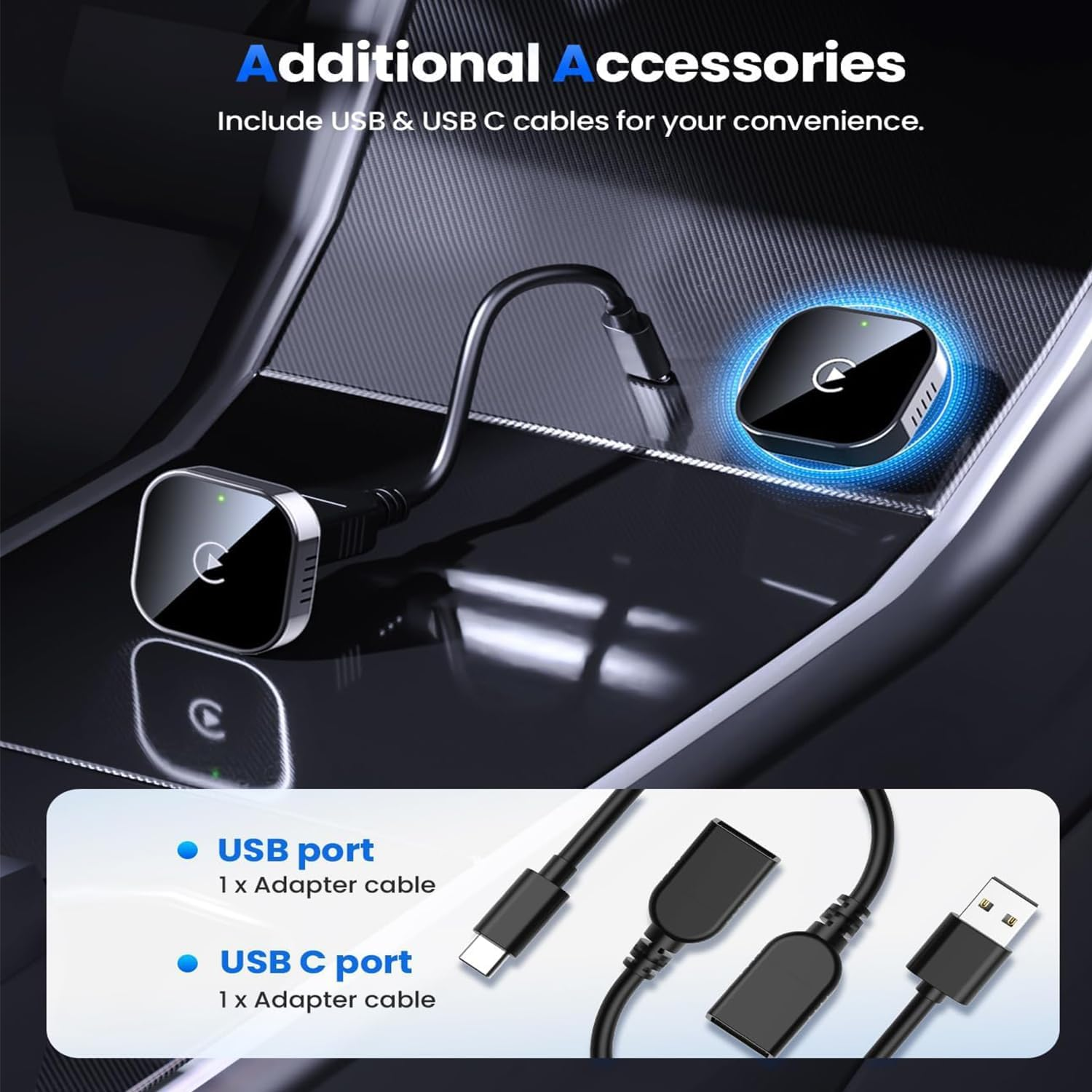 Wireless Carplay Adapter Android Auto Adapter, Plug Play Mini USB Stable Carplay Wireless Dongle for Apple Wired Carplay Cars Ios 10 Android 11 and above (2017+ Cars) image number 4