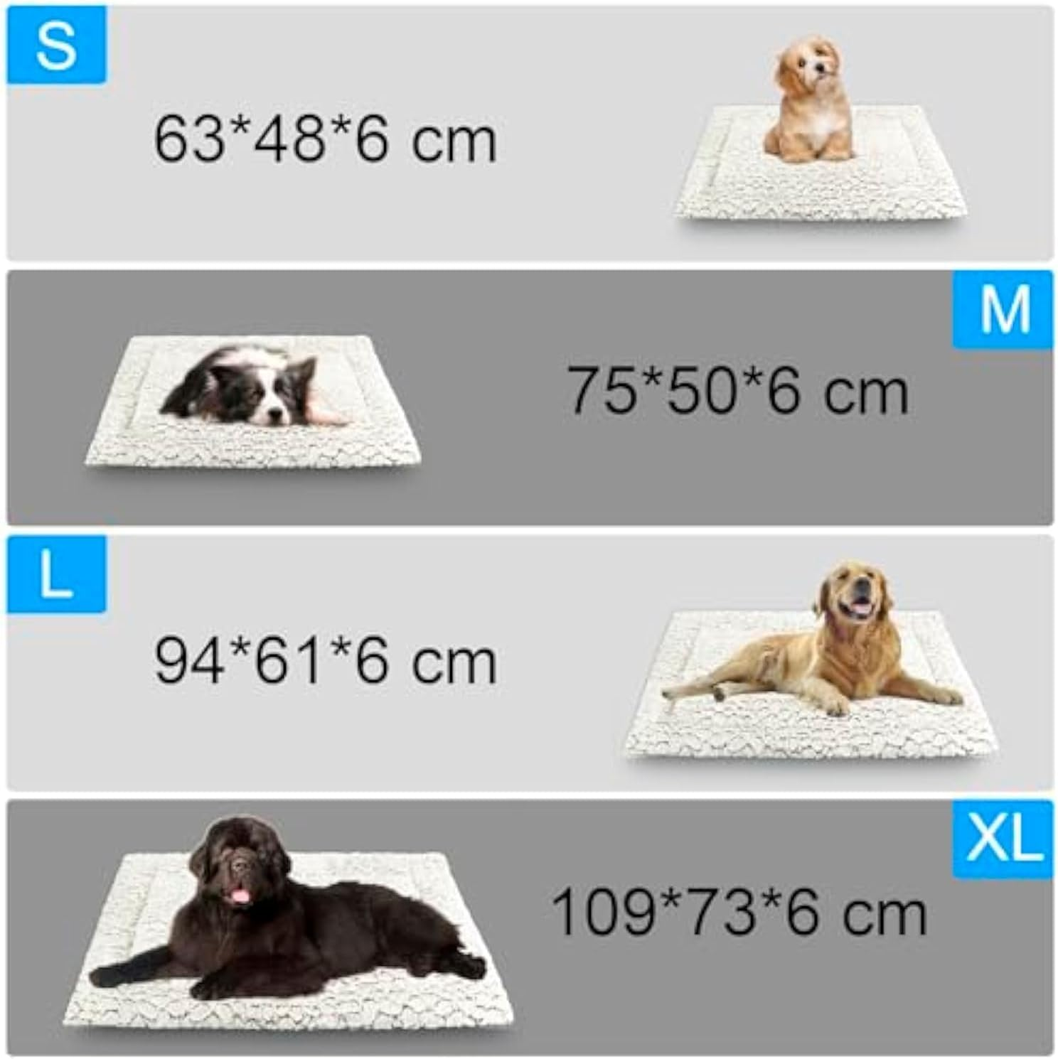 Aspand Dog Bed for Large Dog Beds with Soft, 94 X 61 Cm, Orthopaedic Dog Mat, Short Pile and Marble Look, Khaki image number 5