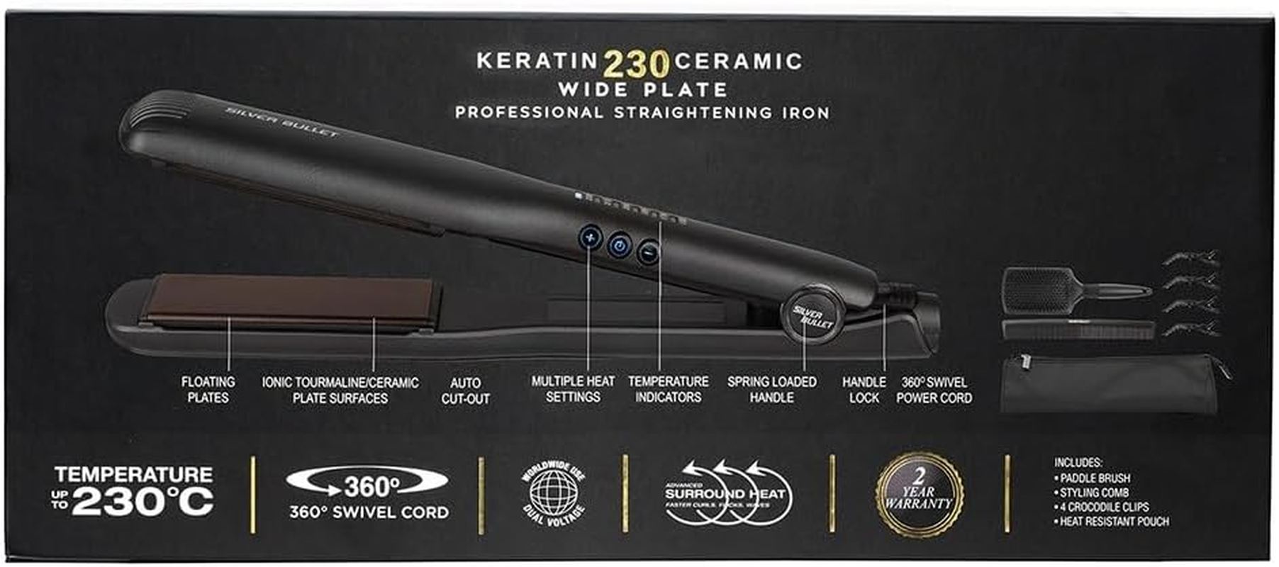 Silver Bullet NEW Keratin 230 Ceramic Wide Plate 37Mm Hair Straightener 900424 image number 3