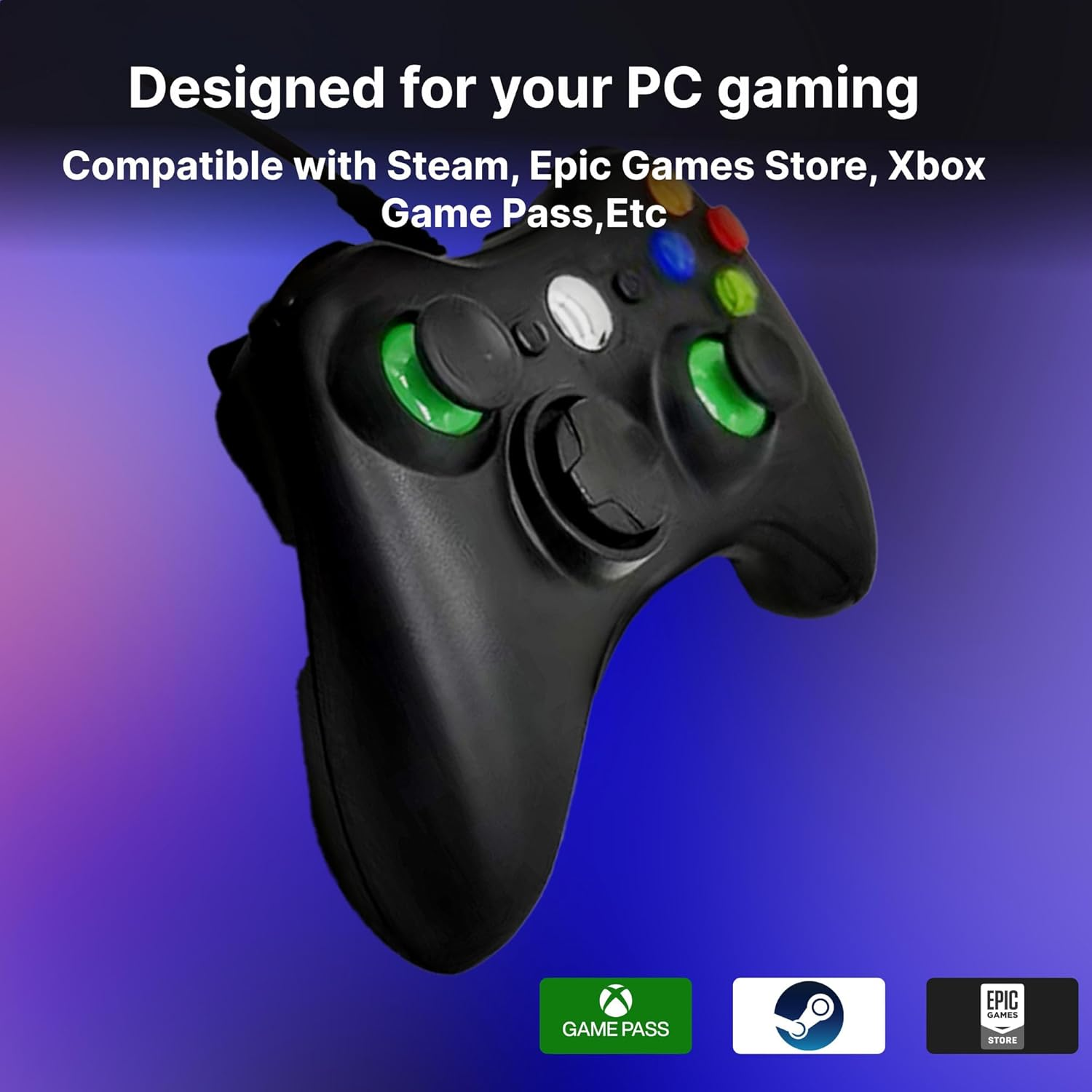 Laser WIRED PC Gaming Controller with Dual Motor Vibration & 2.5M Cable - Plug & Play for Steam, Xbox, PC Games image number 3