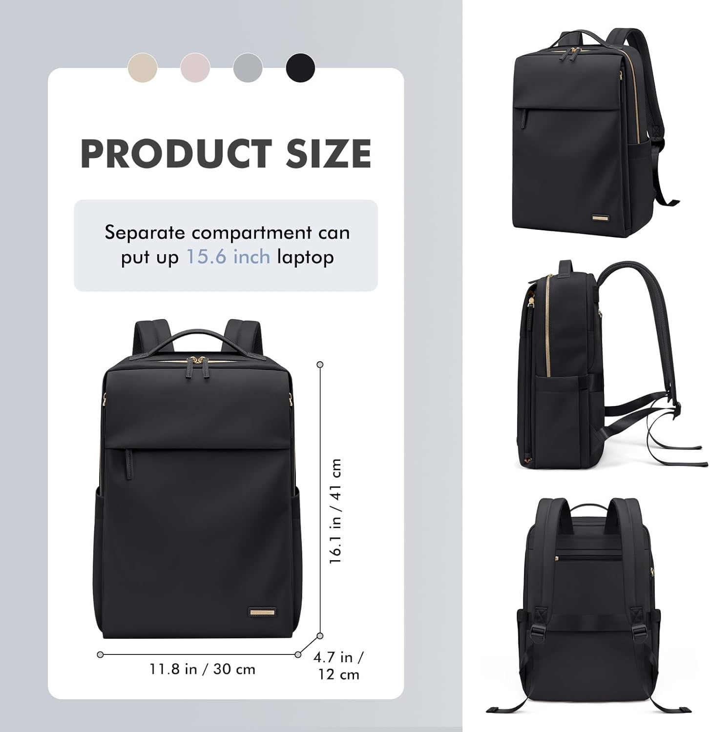 Women'S Laptop Travel School Backpack 15.6 Inch with Laptop Compartment, Waterproof Multifunctional Casual Daypack, School Bags, Work Bag, Teacher Bag for University, Office - Pale Grey image number 5