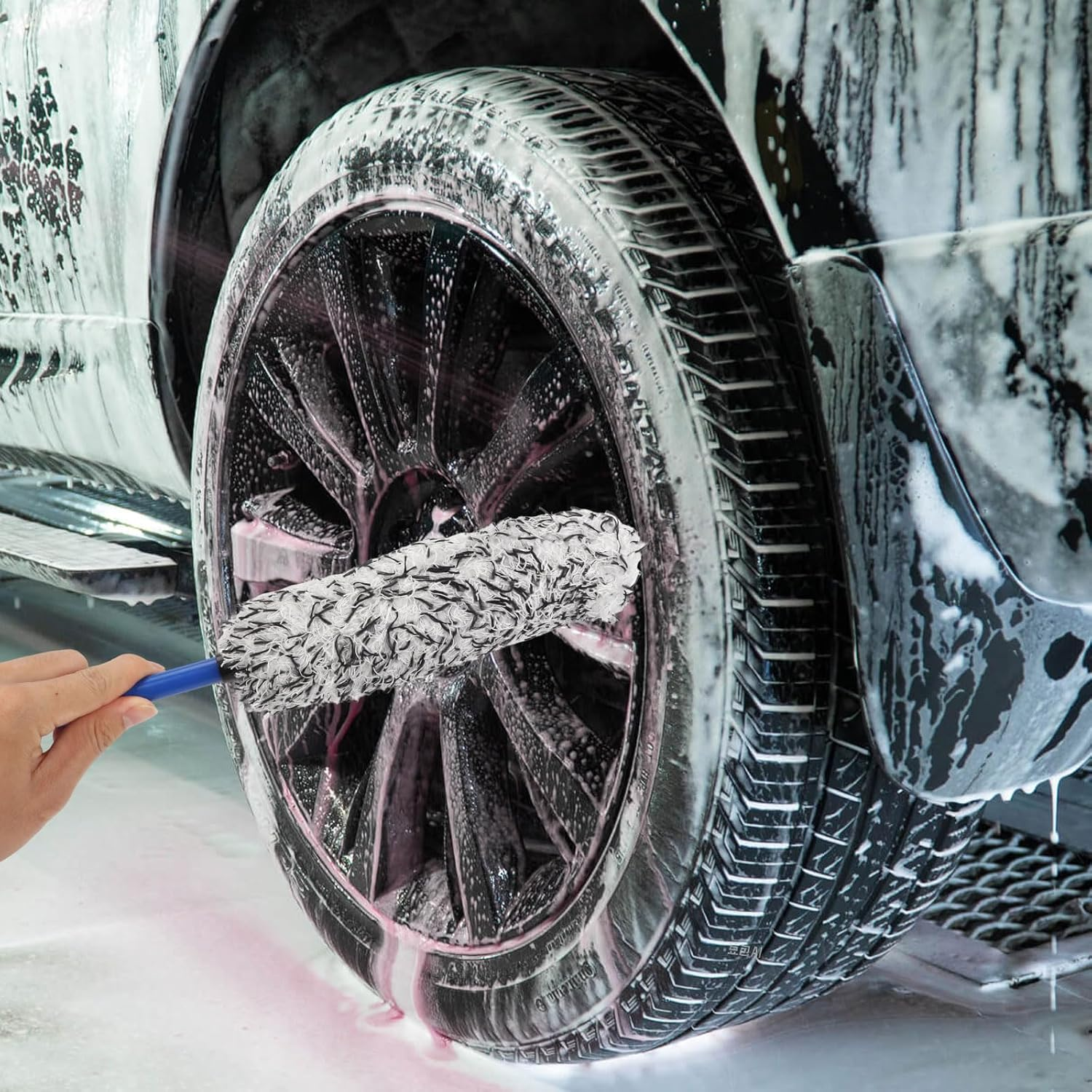 6Pcs Car Wheel Brush Kit, Bendable & Durable Wheel Rim Cleaner Brush Set Microfiber Rim Cleaner Brush and Car Detailing Brush for Wheel Care and Cleaning image number 4