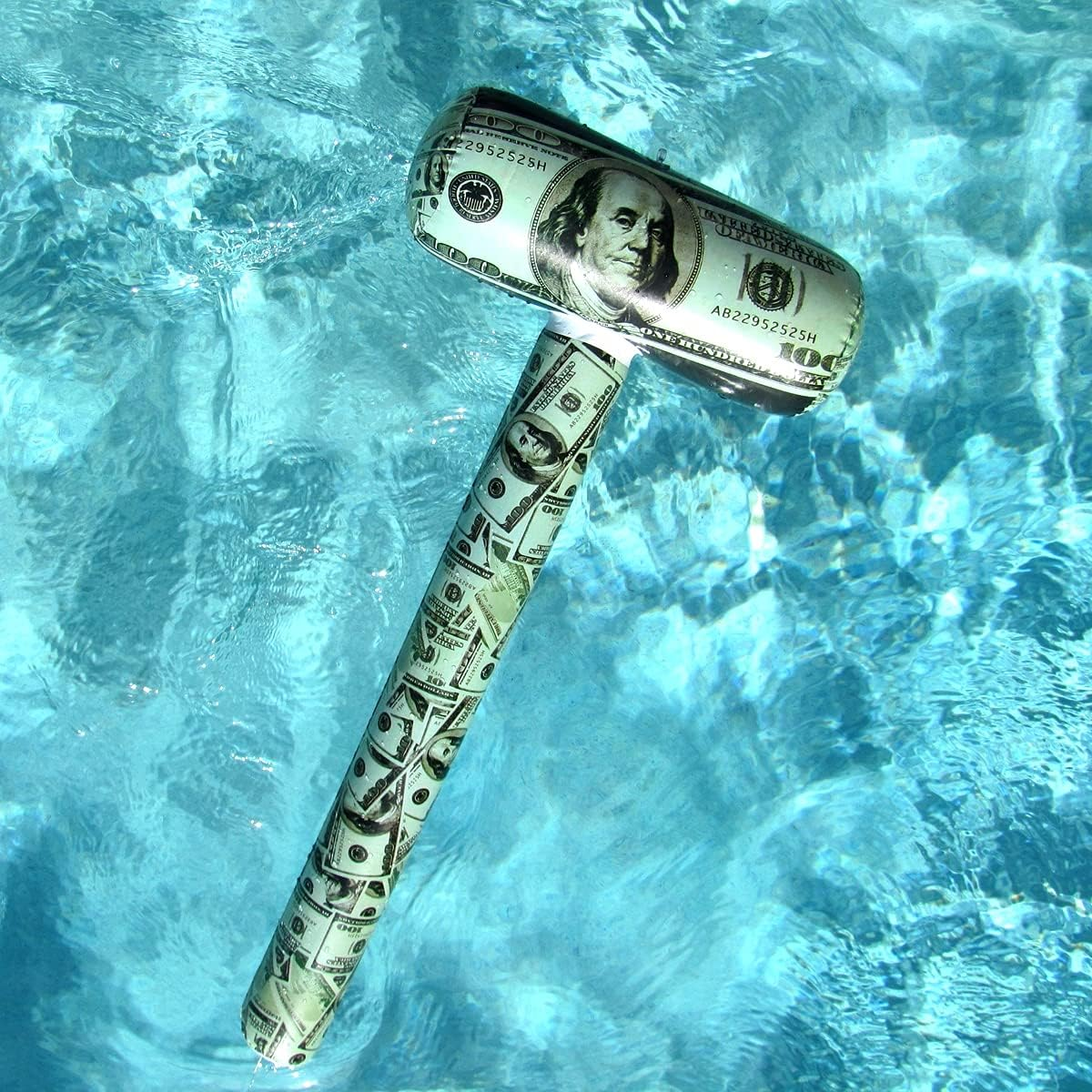 Treasure Gurus 31 Inch Inflatable $100 Dollar Bill Swimming Pool Water Float Blow up Toy Kids Party Favor Prop Decor Floatie, Green image number 4