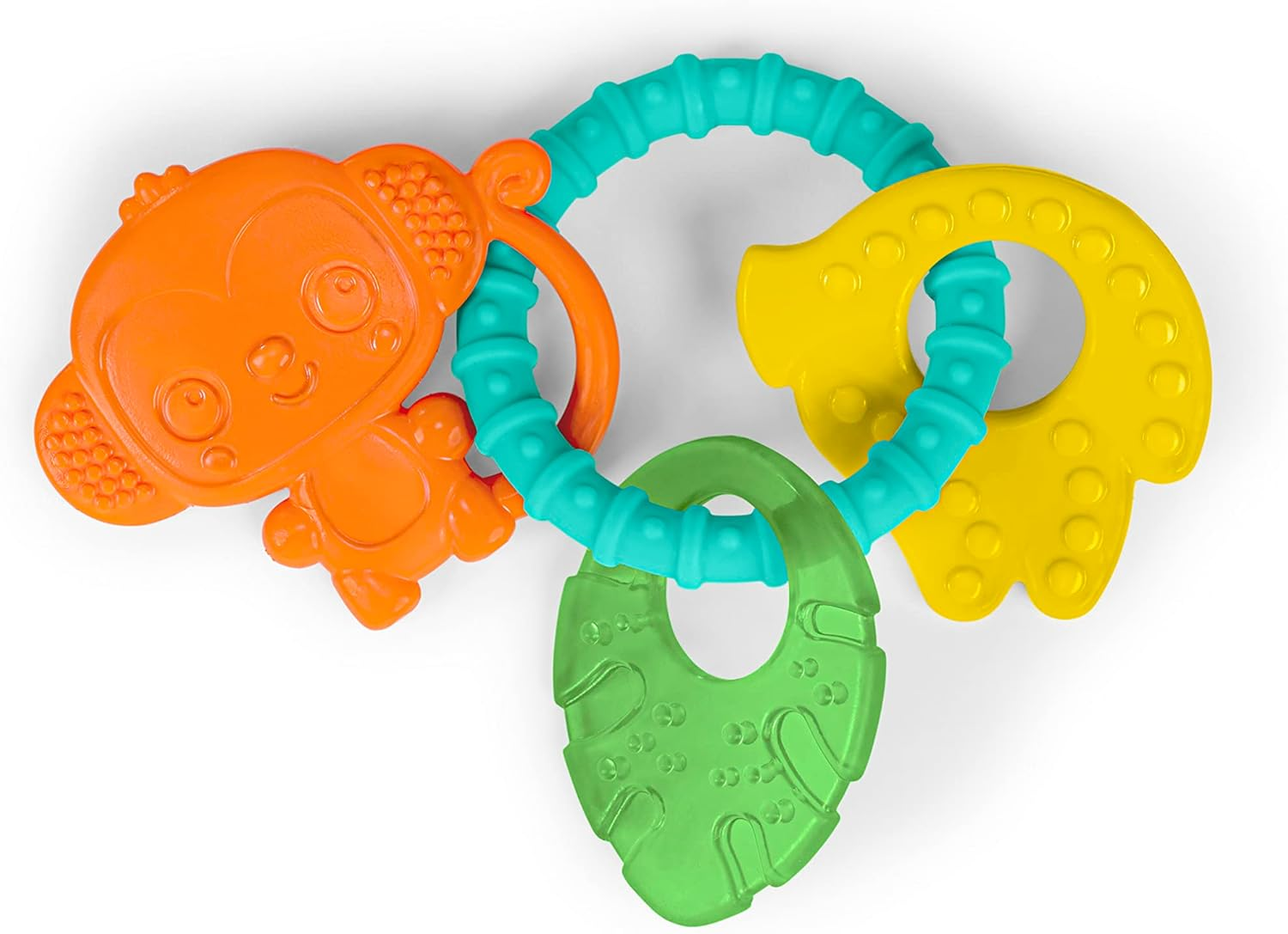 Bright Starts Tropical Chews Silicone Teething Ring - Bpa-Free Monkey, Leaf, Banana - Unisex, 3 Months +