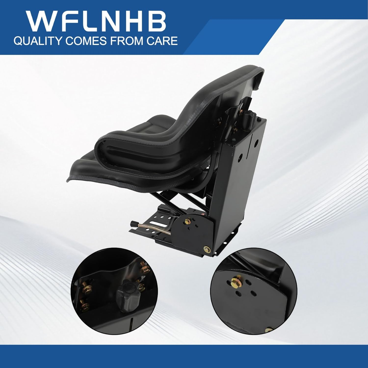 WFLNHB Tractor Cushioned Seat Black with Integrated Armrest Replacement for New Holland 3000 3010 3300 3330 3400 3600 3610 3900 3930 3910 4000 4100 4110 4330 4600 4610 5000 5100 5600 5610 5900 591 image number 6