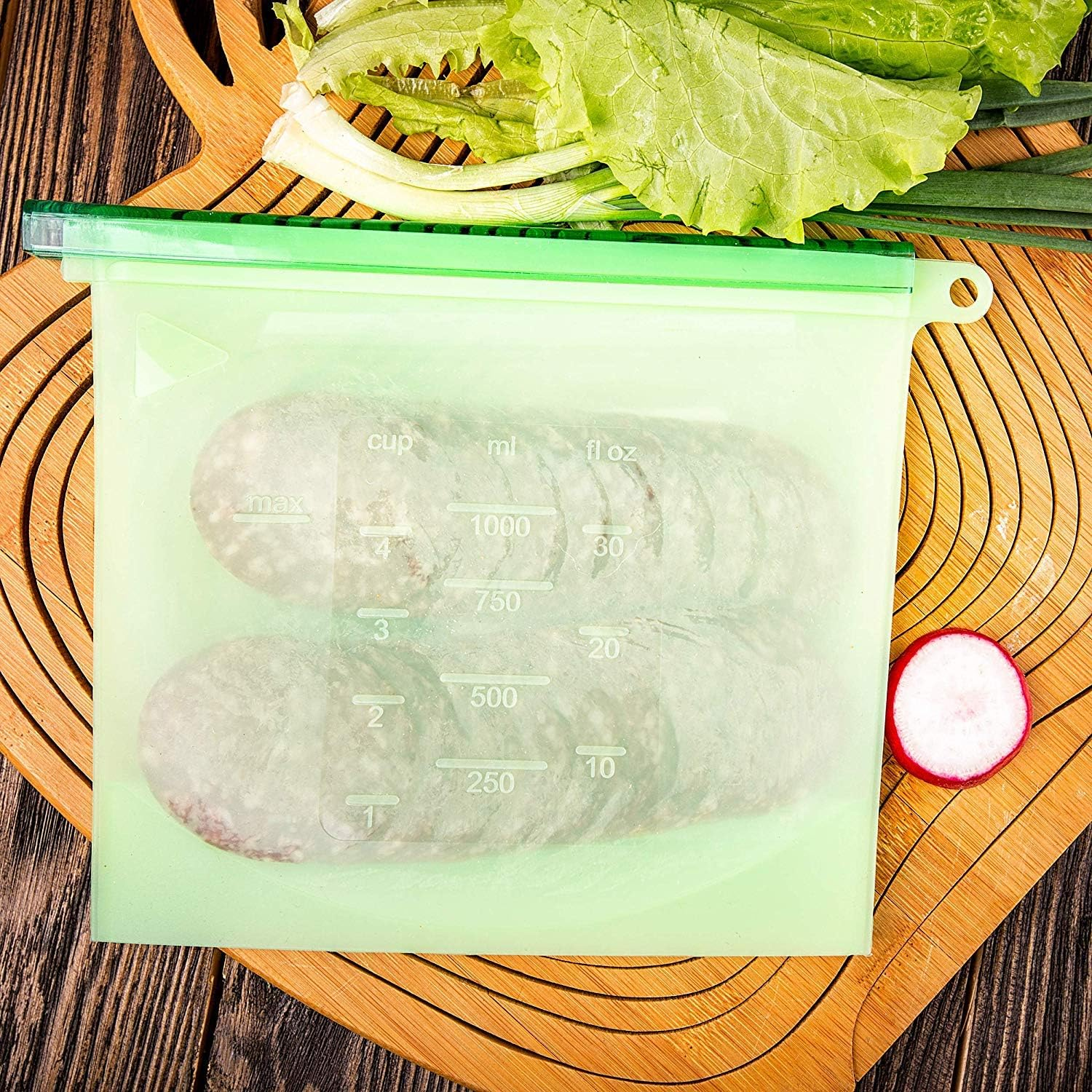 Reusable Silicone Food Storage Bags Airtight Seal Food Silicone Bag Container for Liquid,Meat,Sanwich,Fruit, Best for Preserving and Cooking (Green) - Blue image number 2