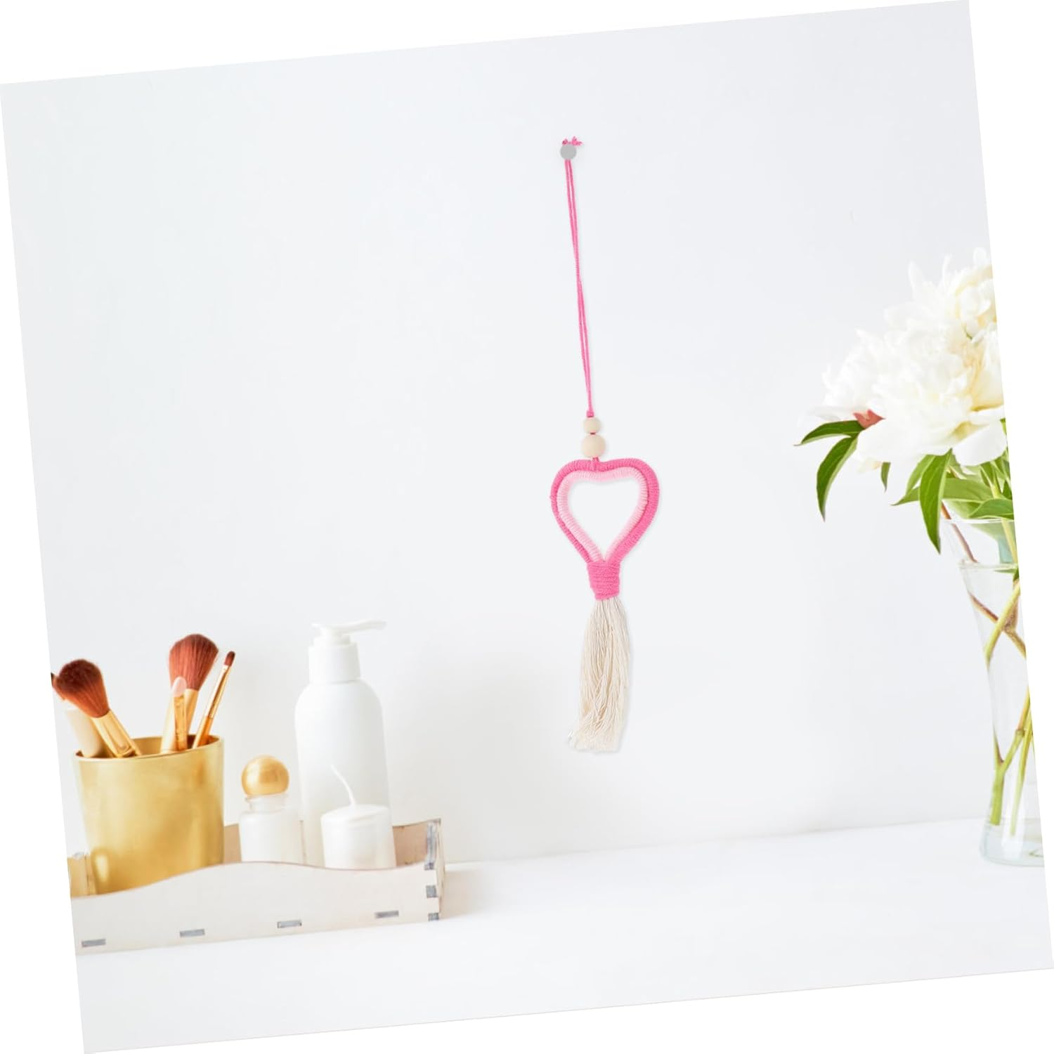 Heart Wool Felt Tassel Pendant Pink Valentine Decor Hanging Ornament for Party DIY and Romantic Home Decoration image number 3