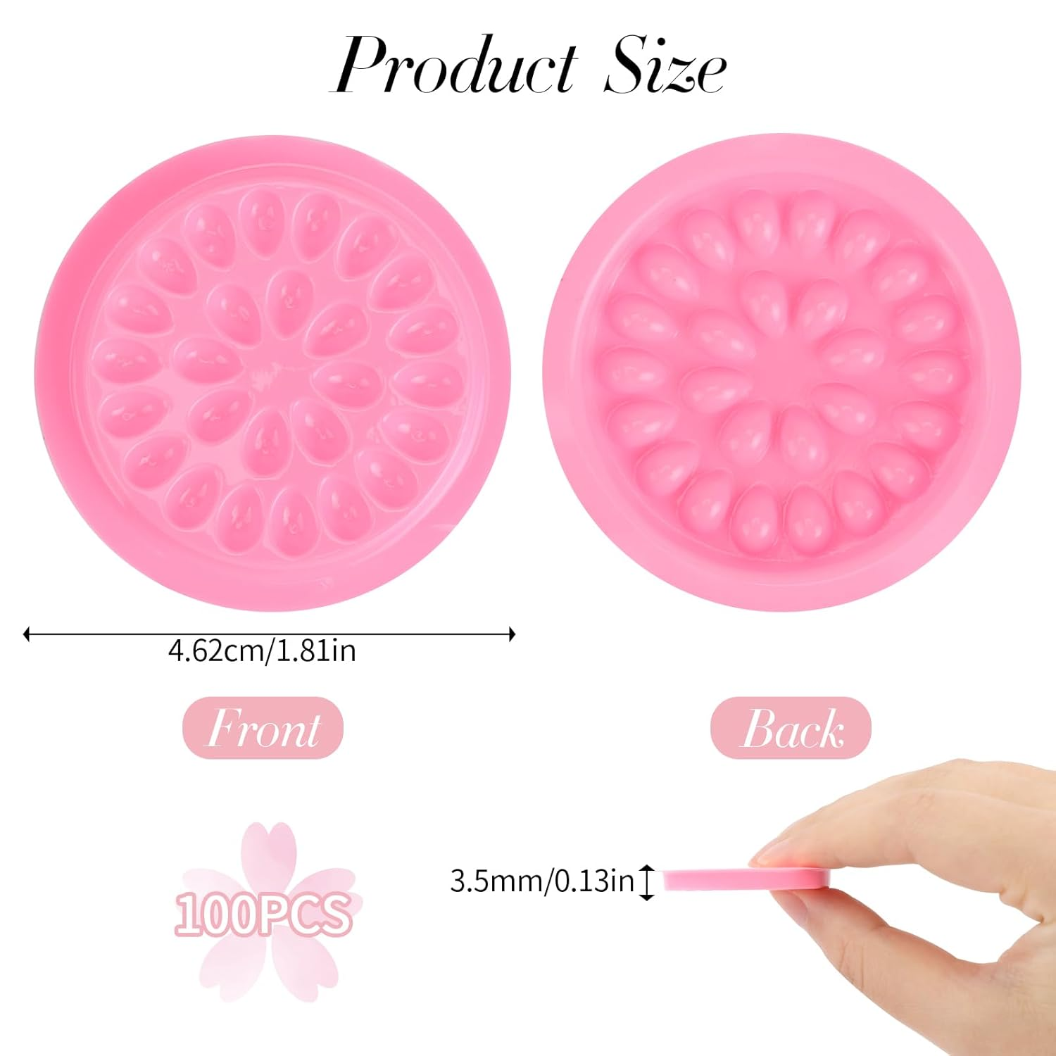 100Pcs False Lash Glue Holder, Lash Trays for Lash Extensions, Disposable Plastic False Eyelashes Glue Holder, Eyelashes Glue Holder Eyelash Extension Glue Holder Pallet Pads(Pink) image number 3