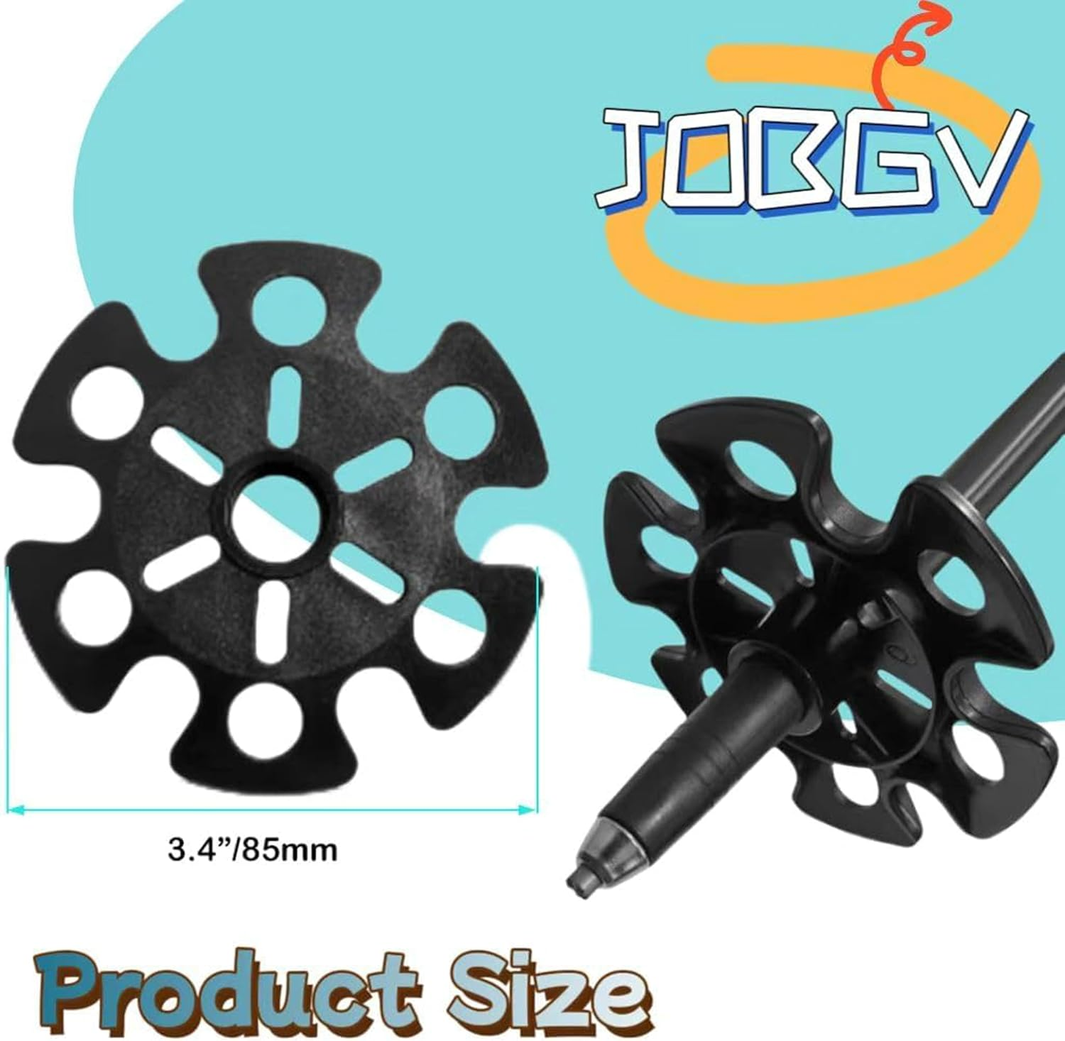 6-Piece Removable Mud Ski Basket Set for Trekking Poles - Snow and Sand Baskets with Rubber Mud Ski Walking Stick Cap Guard Replacement - Essential Hiking Accessory in Black