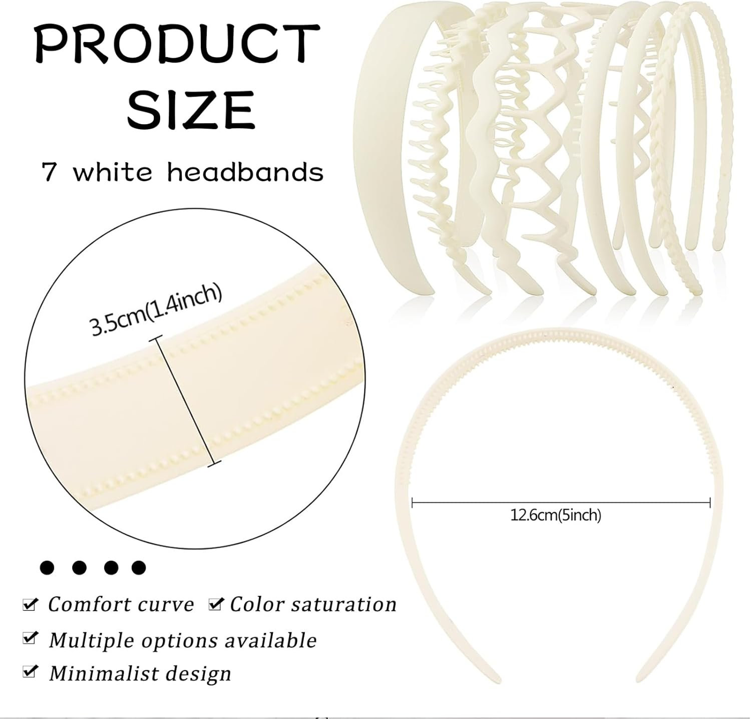 TELAIN Pack of 7 Women'S Headbands, Various Designs, Elastic Stretch Hair Bands, Soft Fabrics, for Birthdays and Festivals image number 2