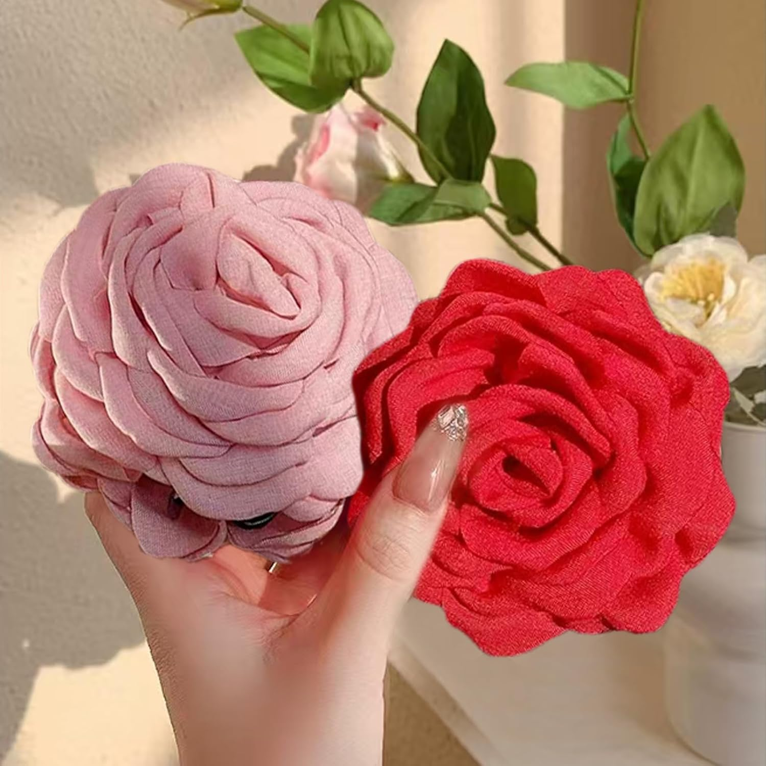 Flower Hair Clips, Set of 2 Women'S Large Hair Claw Clips, Hair Clip Flower, Flower Hair Clips for Hair Decoration of Women image number 2