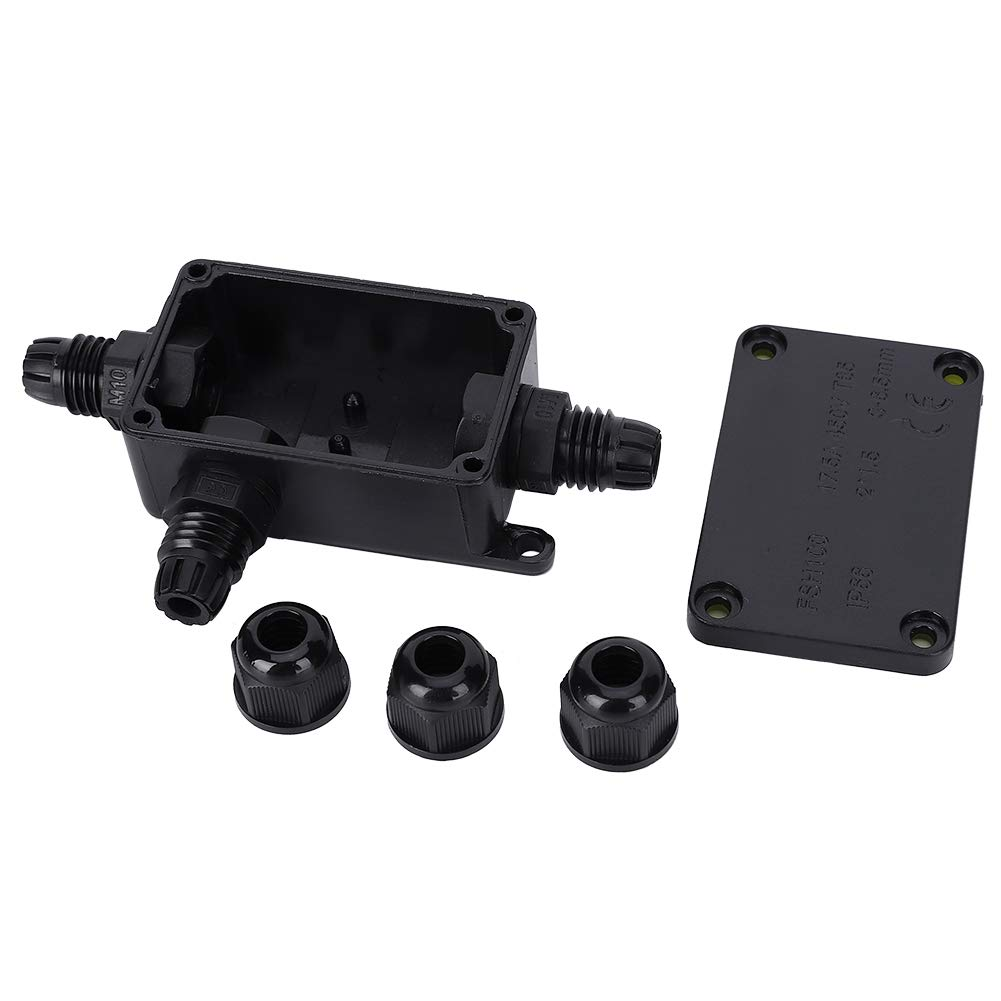 Waterproof Terminal Junction Box Black PC Mini 1 in 2 Out for Outdoors, Junction Box IP66, Adapter Cable 3-6.5Mm image number 1