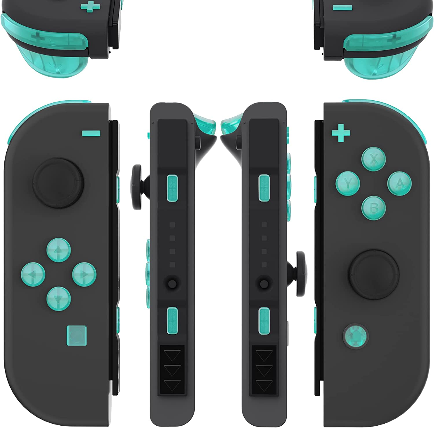 Extremerate Emerald Green Replacement ABXY Direction Keys SR SL L R ZR ZL Trigger Buttons Springs, Full Set Buttons with Tools for Nintendo Switch & Switch OLED Joy-Con - Joycon Shell NOT Included