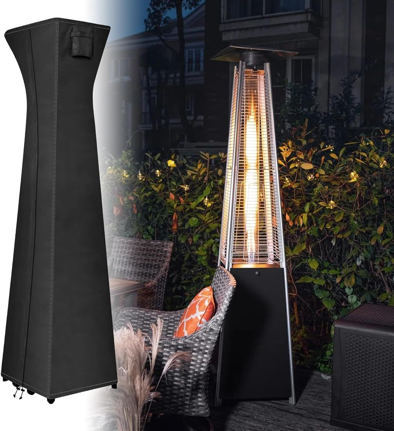 Pyramid Patio Heater Cover - Waterproof Uv-Resistant Protector with Zipper - Stand up Pyramid Heater Cover - for Lawn Deck Backyard Garden Yard image number 5
