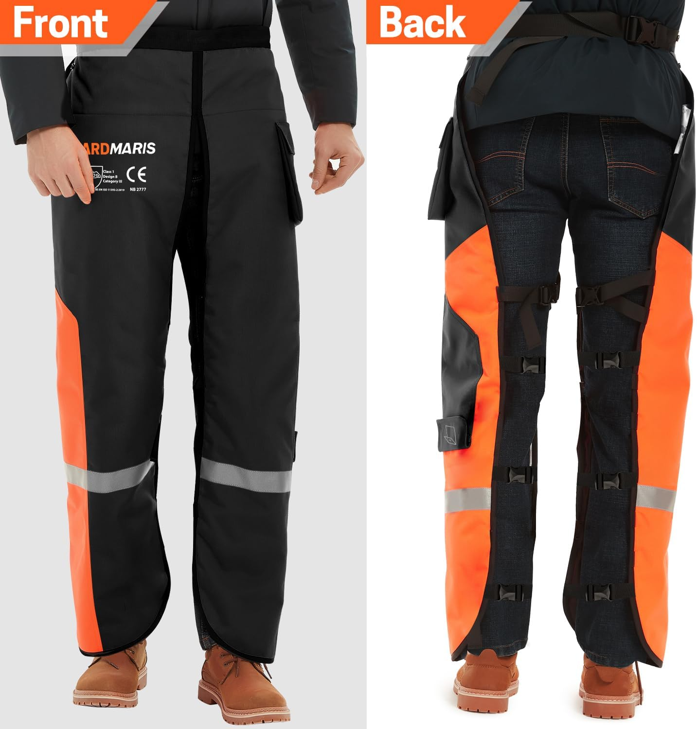 Chainsaw Chaps, Heavy Duty Chainsaw Protective Apron with Adjustable Belt and Pocket, Forestry Chainsaw Safety Gear One Size Fits All image number 5