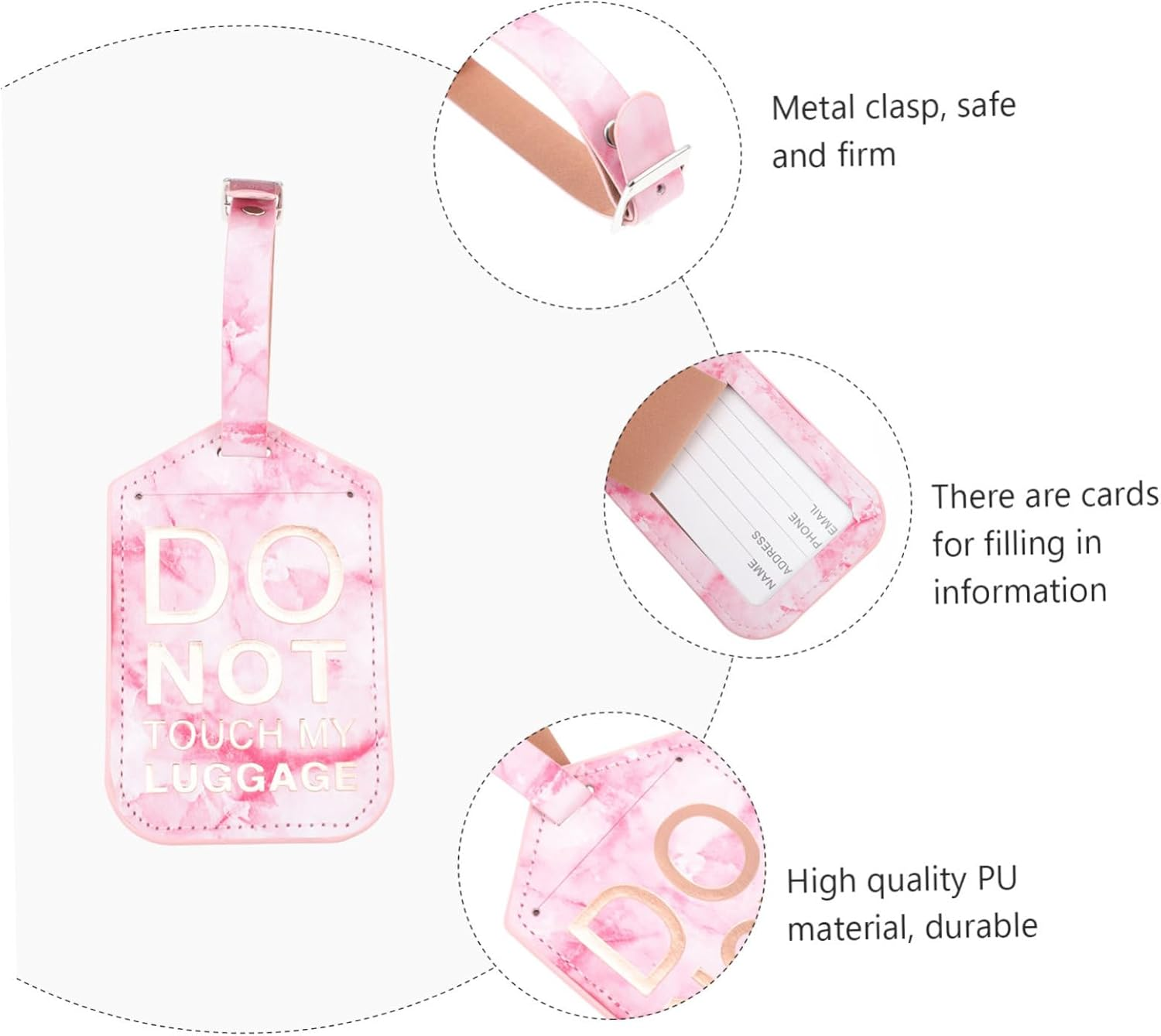 ABOOFAN 3Pcs Pu Luggage Tags for Travel Suitcase Tags Festival Design for Airplane Travel Essentials and Carry Suitcase image number 3