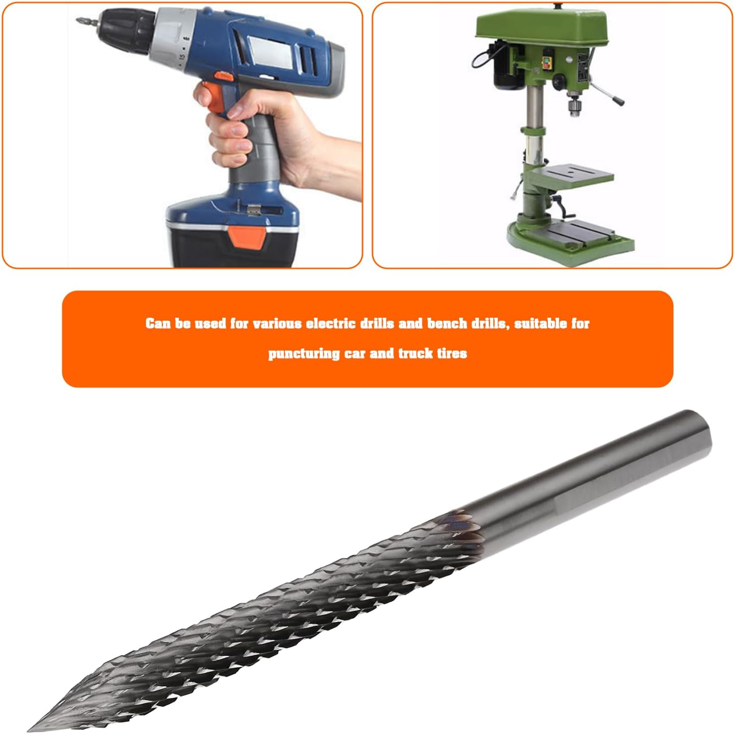 Be in Your Mind Milling Cutter 6MM X 88MM Tungsten Steel Tyre Repair Carbide Burr Hard Metal Burr Tire Drill Carbide Rotary Head for Pneumatic Drill