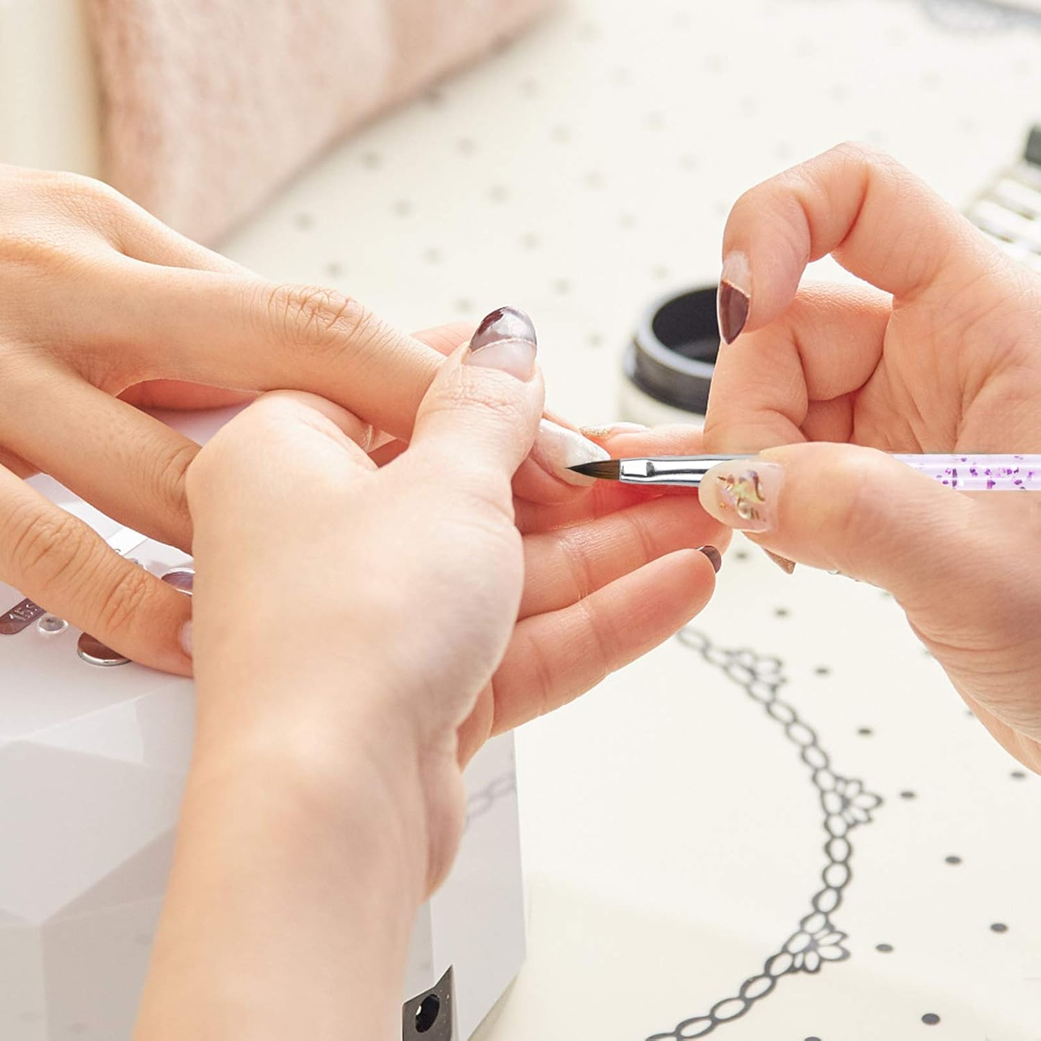 Avodova 5Pcs Nail Brush for Acrylic Powder, Nail Brush Pens with Glitter Handle, Nail Art Brushes Set Different Size, Nail Design Painting Brush Tools for UV Gel Nail, DIY Nail Art Decoration image number 3