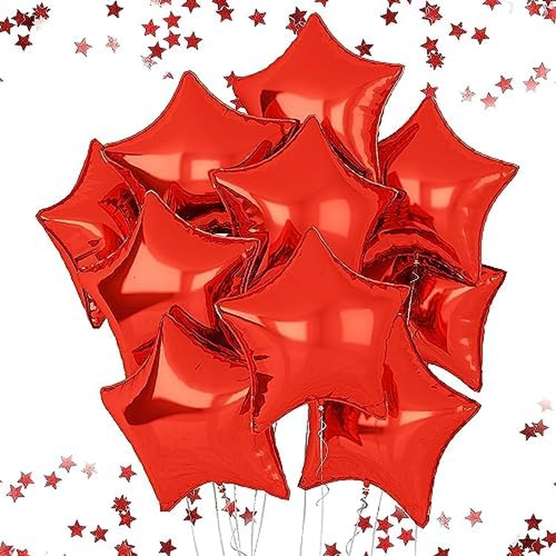 18" Star Balloons Foil Balloons Mylar 10Pcs Balloons for Baby Shower, Gender Reveal, Wedding, Magical Prom or Engagement Party Decoration (Red) - Blue image number 5