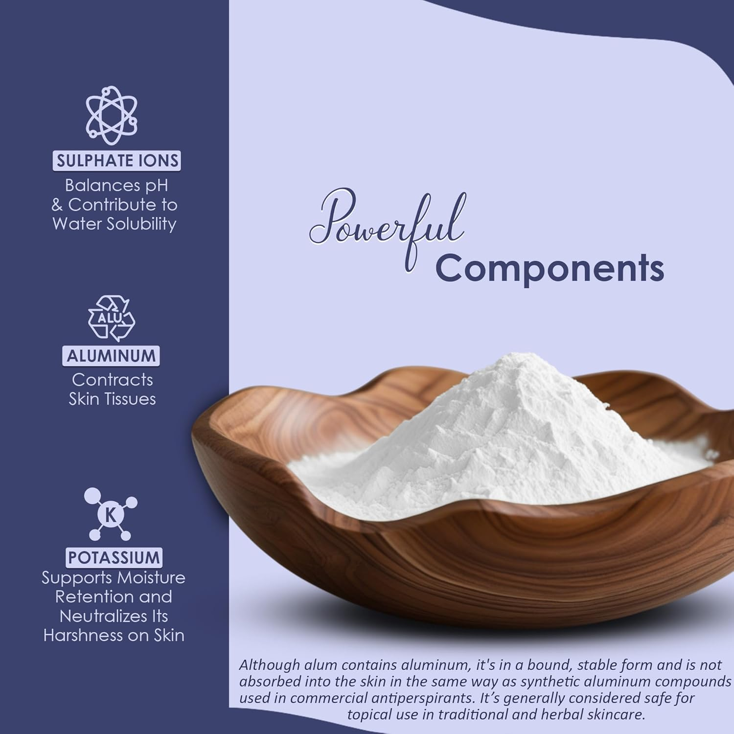 Mi Nature Alum Powder Potassium (Fitkari/Phitkari) -100% Natural Skincare for Acne, Odor Control & Water Purification Face Mask for |Pore Refining 454G (16Oz) |Face Pack Powder |Cruelty-Free image number 6