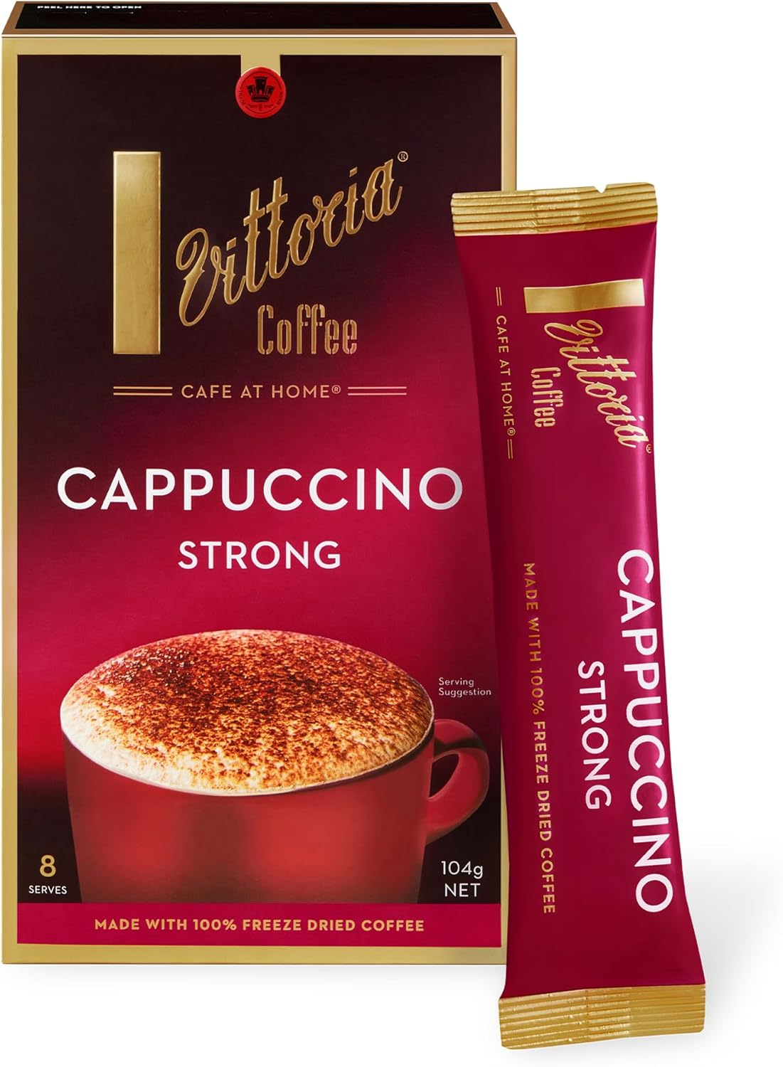 Vittoria Coffee Cappuccino Strong Instant Coffee Sachets - 100% Freeze Dried Premium Coffee. Strong Blend Topped with Thick, Velvety Froth. Ready to Mix, Just Add Hot Water. 8 Serves image number 5